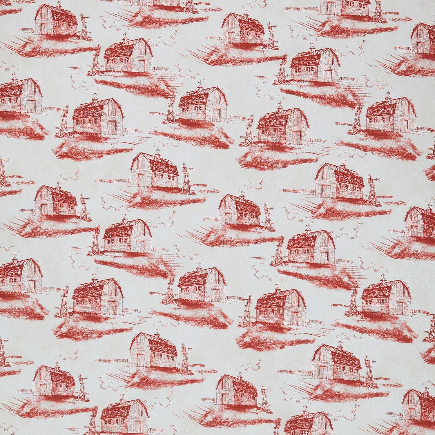 Morning Serenade - Barn Toile Red Yardage