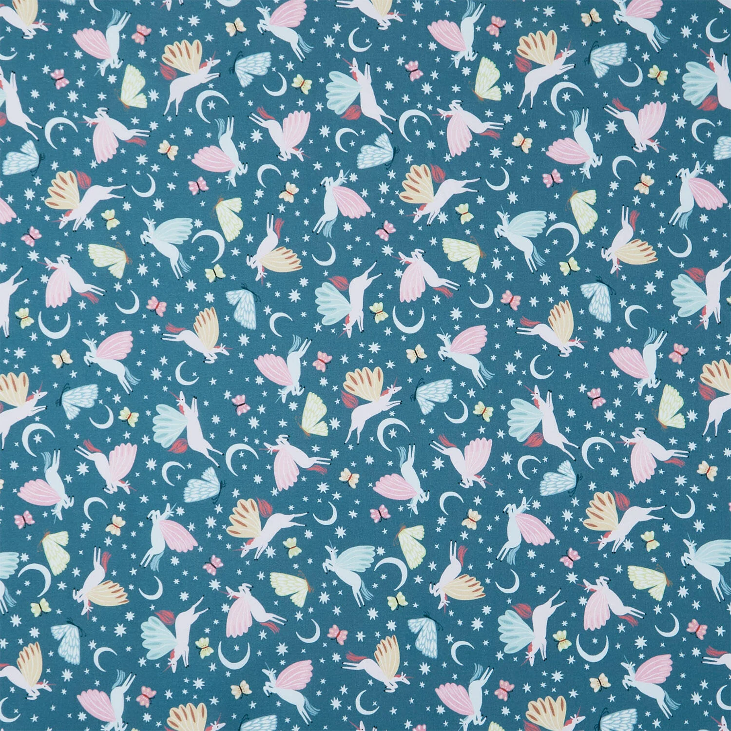Mystical Kingdom Tossed Unicorns - Dark Teal Yardage
