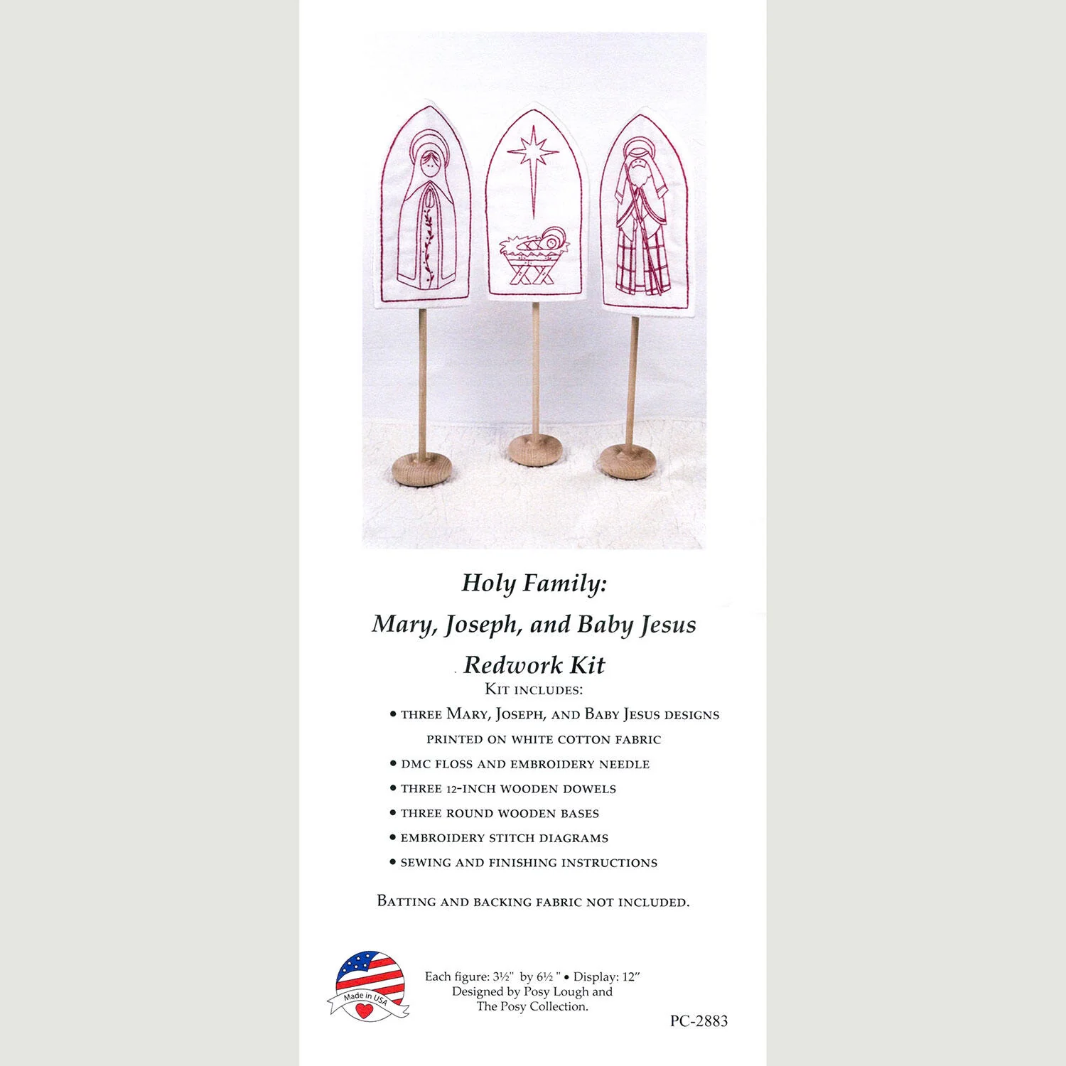 Nativity Holy Family Redwork Embroidery Kit - Image 3