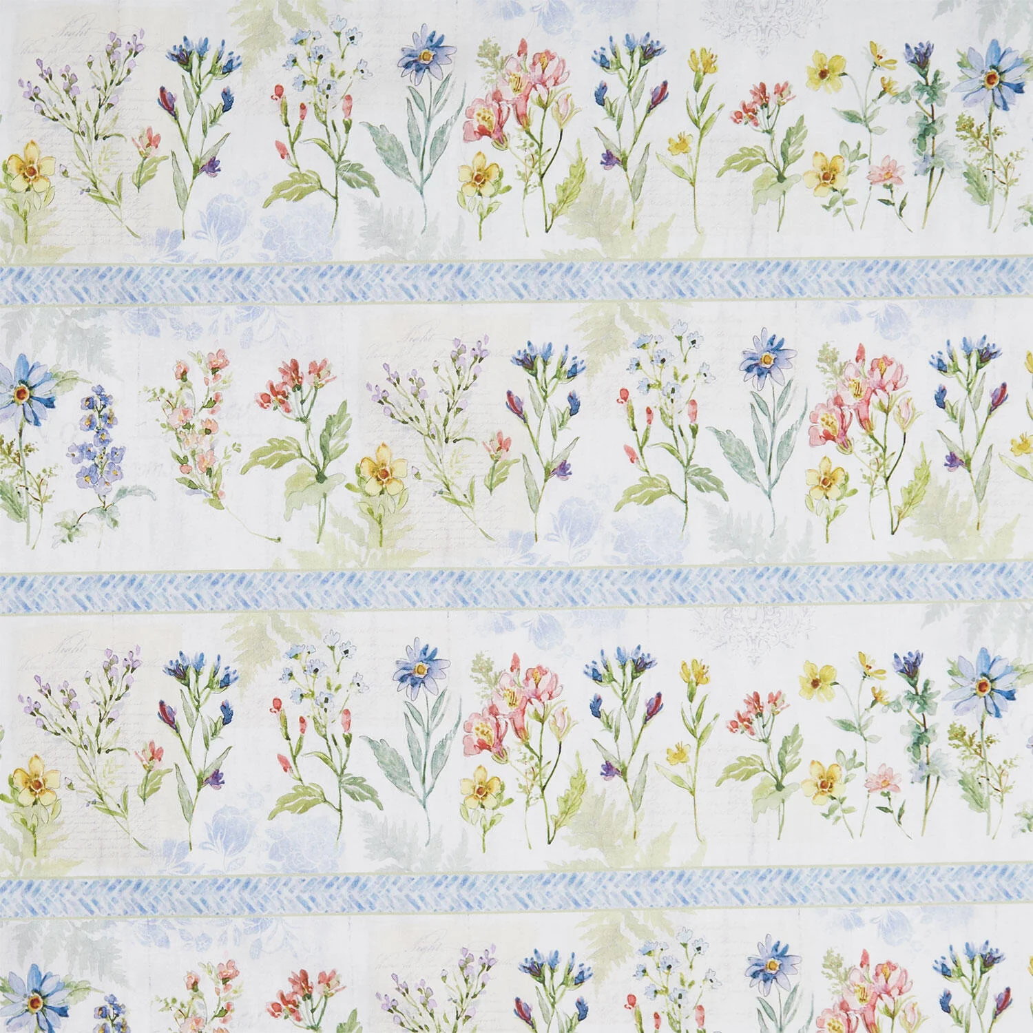 Nature's Serenade - Floral Border Stripe Multi Yardage