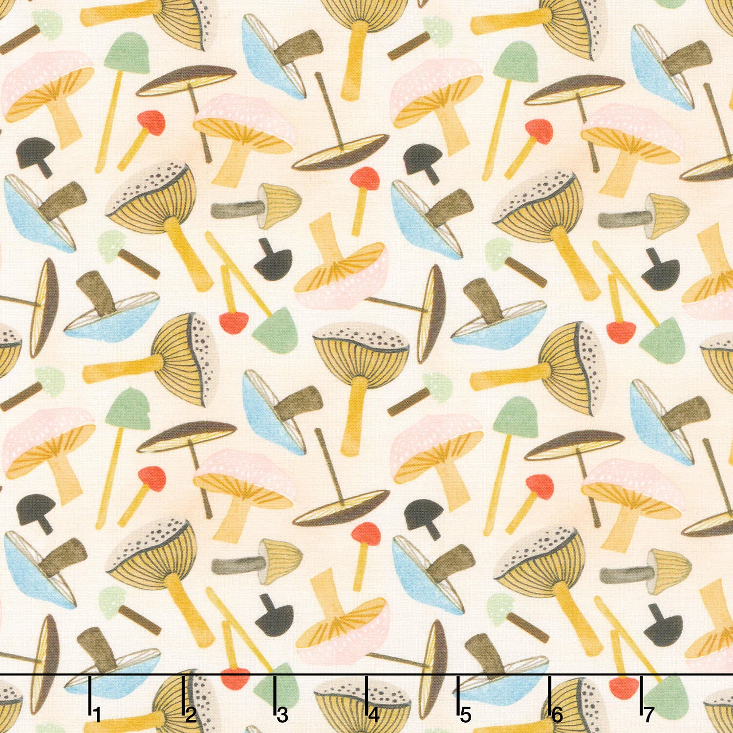 Nature's Symphony - Mushrooms Pale Yellow Yardage