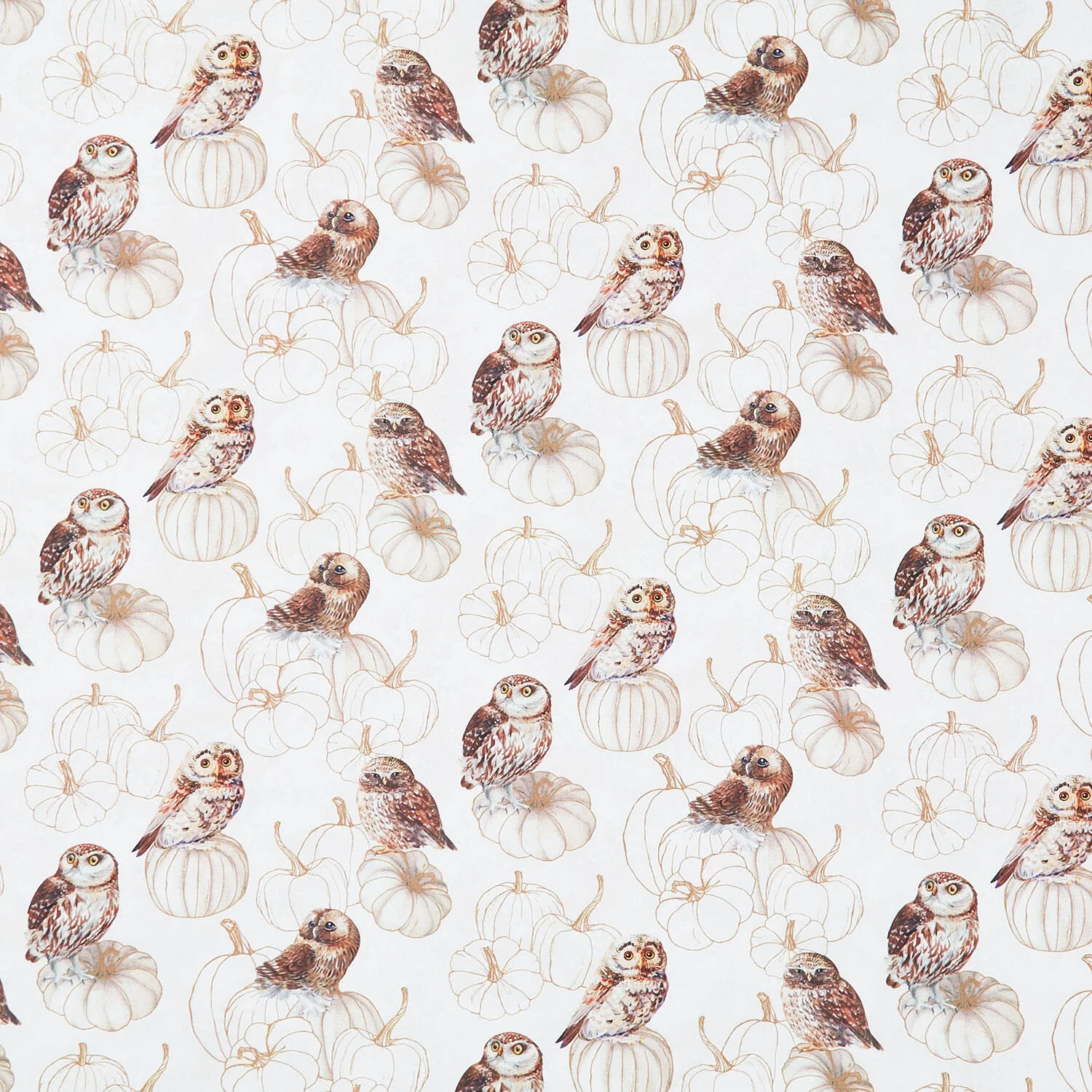 Night Owl - Owls Cream Multi Yardage