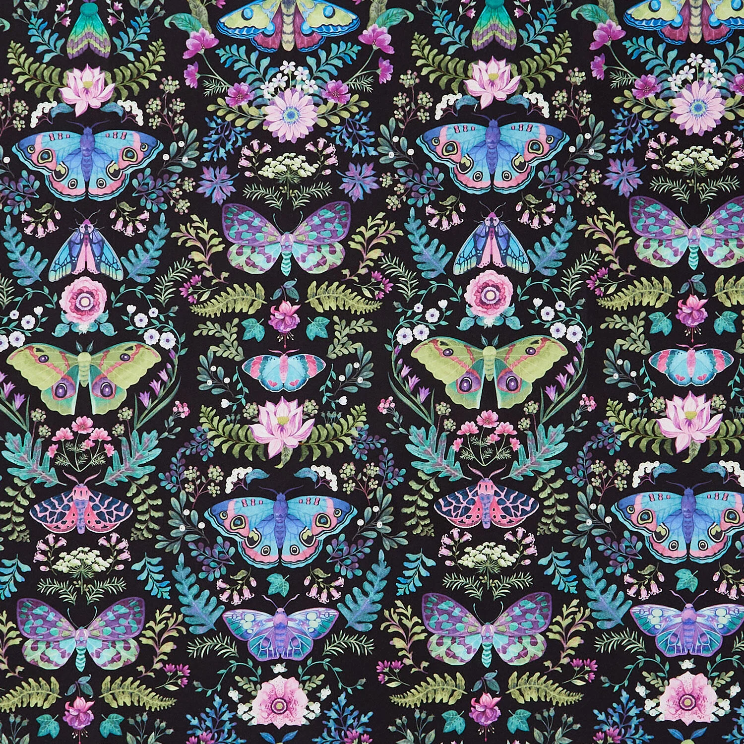 Nightshade - Butterfly Damask Black Multi Yardage