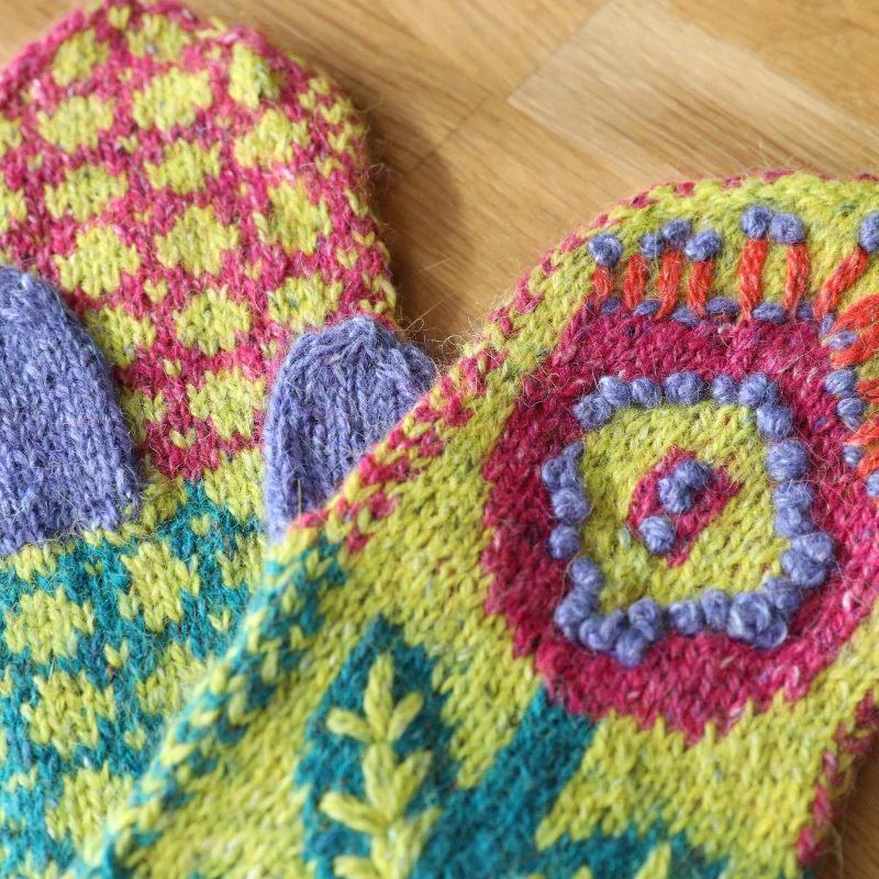 Norwegian Flower Mittens Knit Kit - Image 3