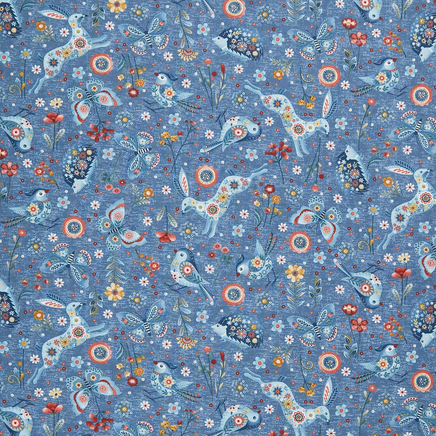 Norwegian Forest - Woodland Character Toss Medium Blue Yardage