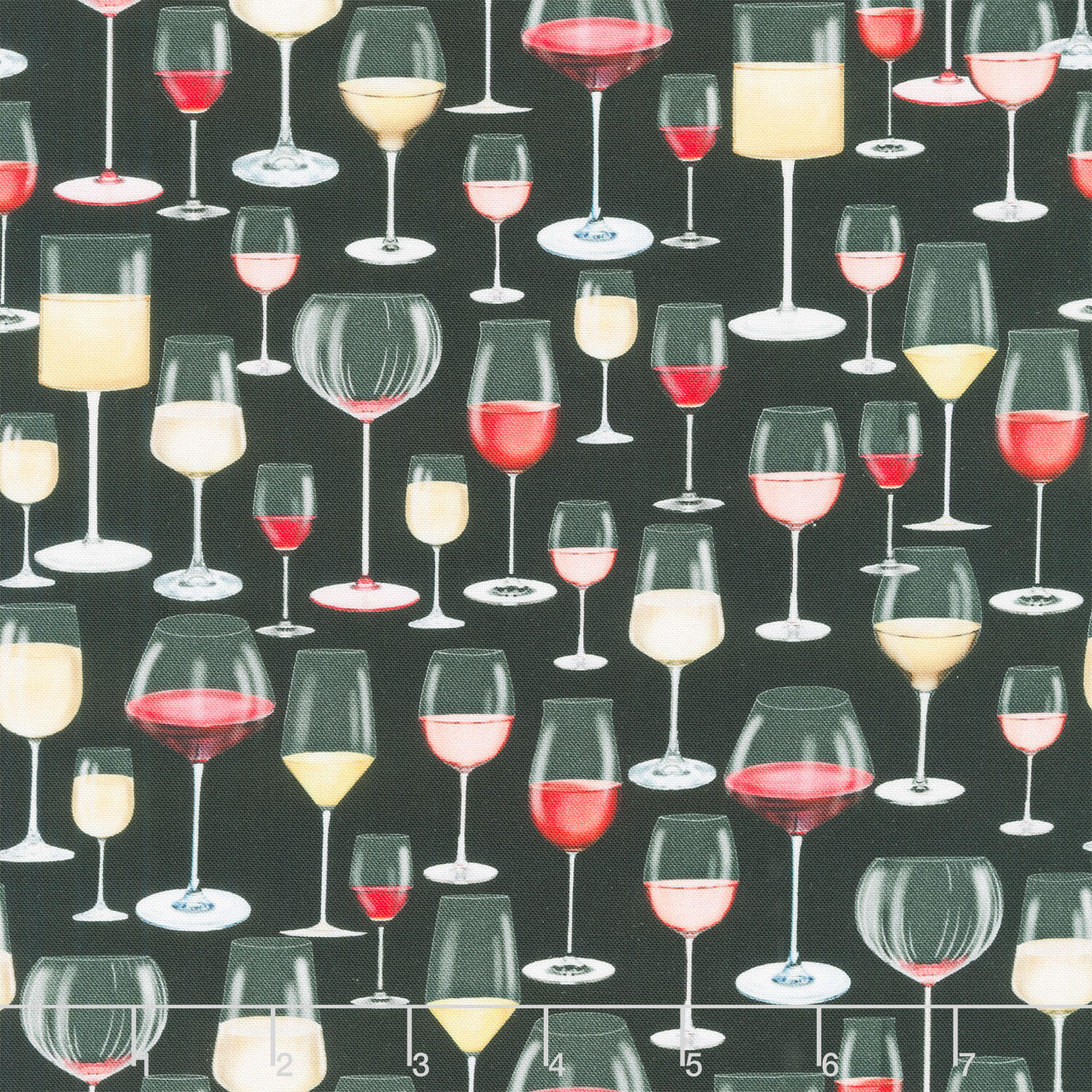 Novelty - Wine Glasses Black Yardage