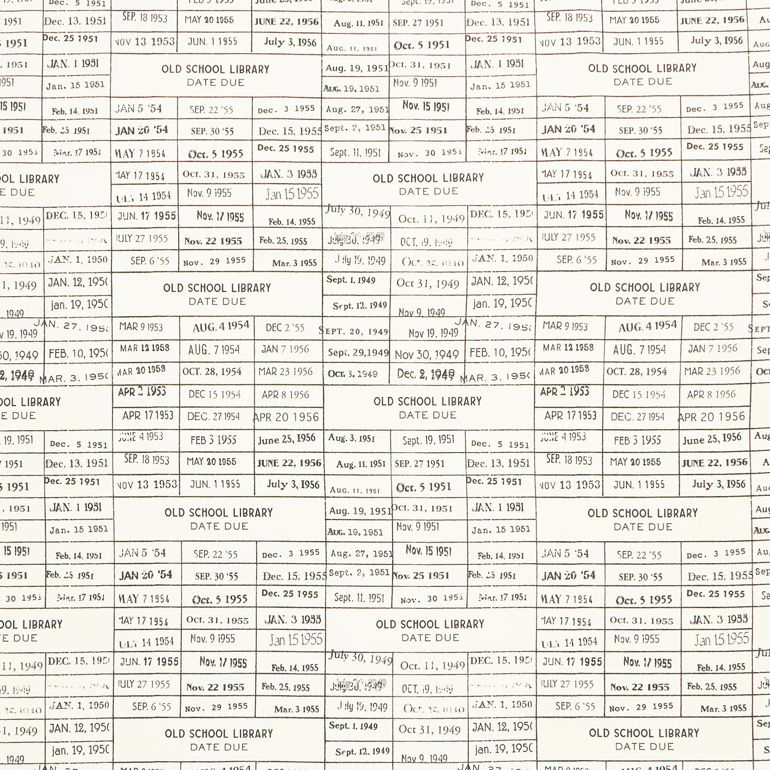 Old School - Library Card Parchment Yardage