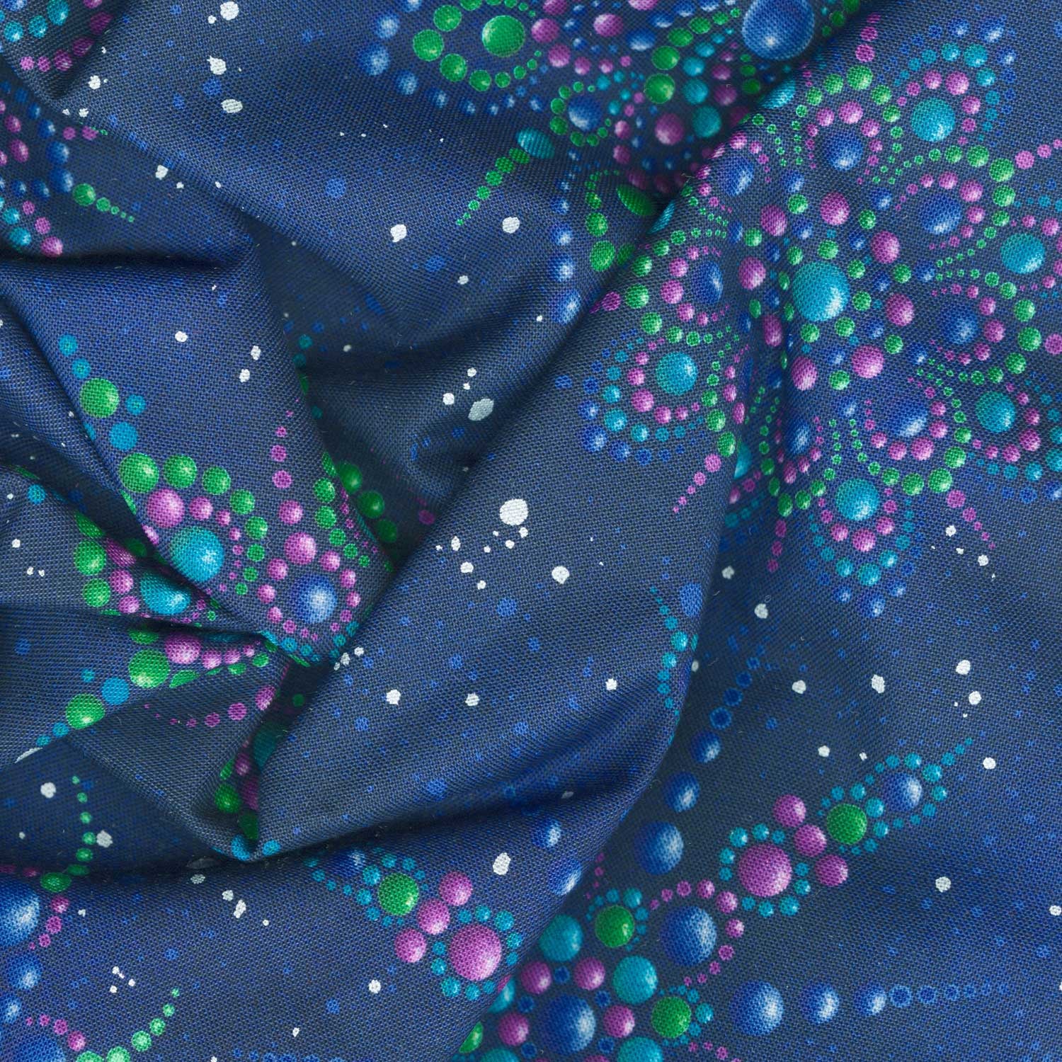 On Dragonfly Wings - Beaded Medallion Dark Blue Pearlized Yardage - Image 2
