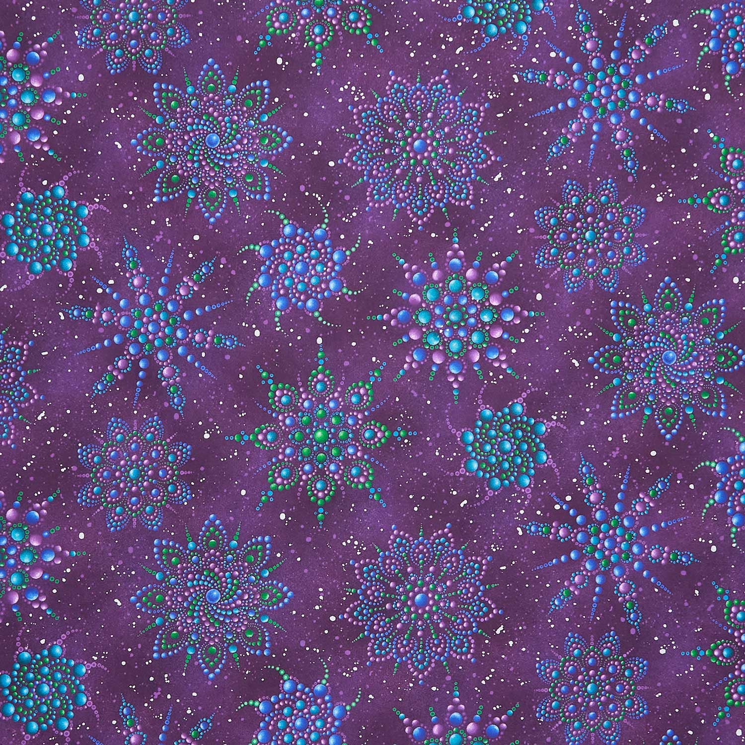 On Dragonfly Wings - Beaded Medallion Dark Purple Pearlized Yardage