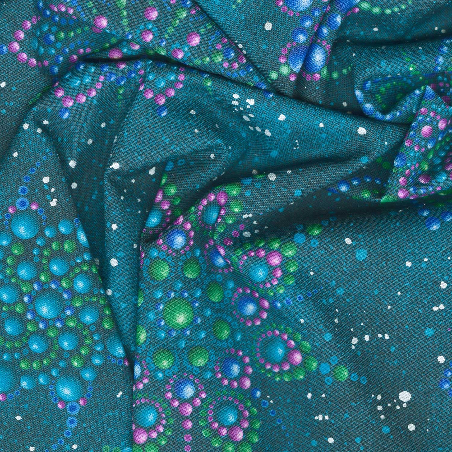 On Dragonfly Wings - Beaded Medallion Dark Teal Pearlized Yardage - Image 2