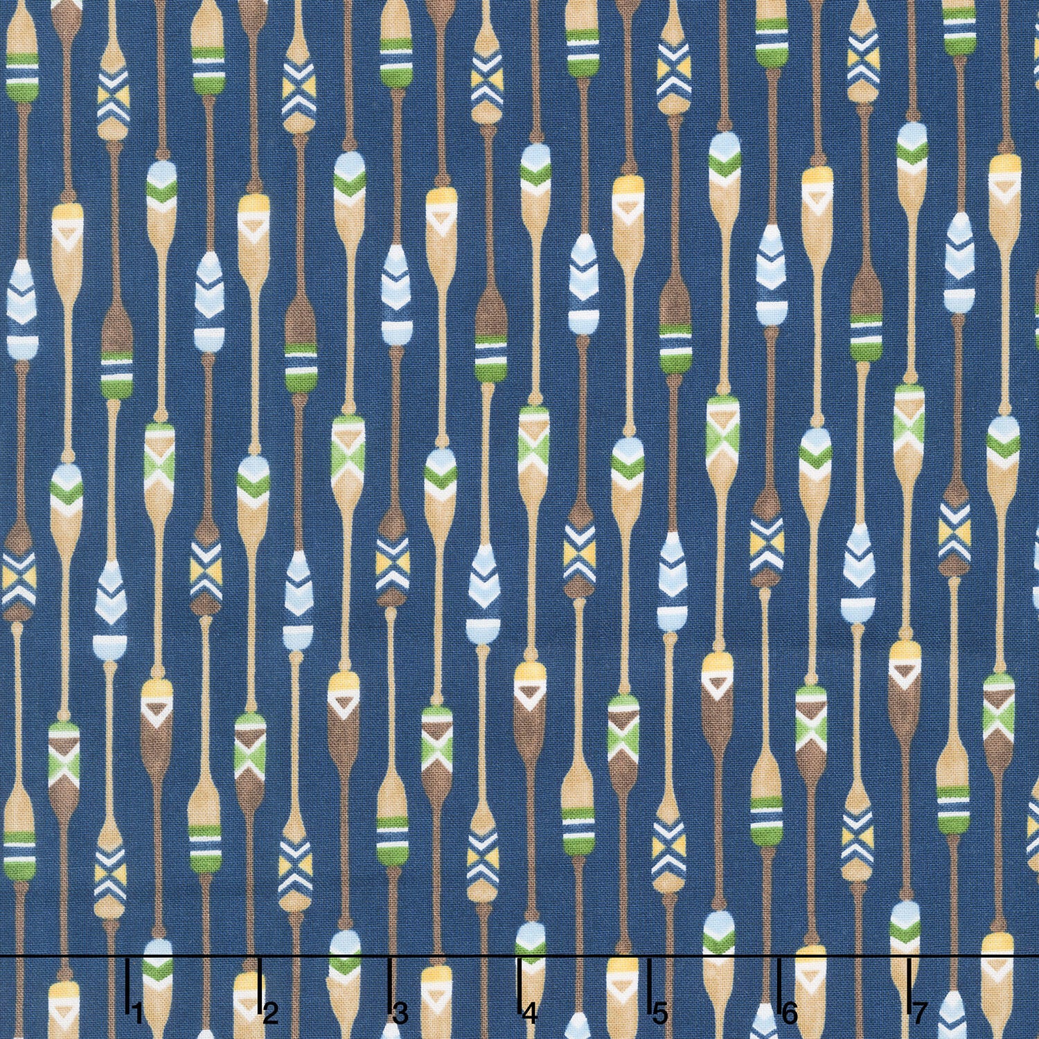 On Lake Time - Patterned Paddles Deep Water Yardage