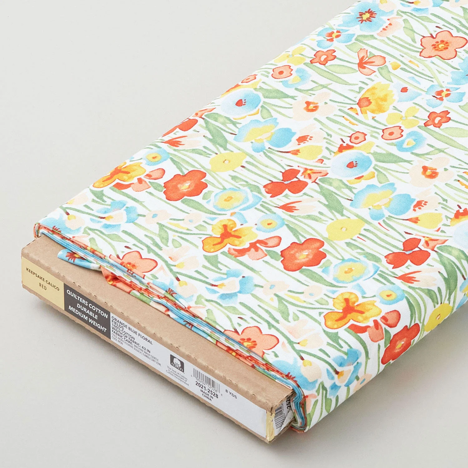 Orange Blue Floral Fields 8 Yard Bolt