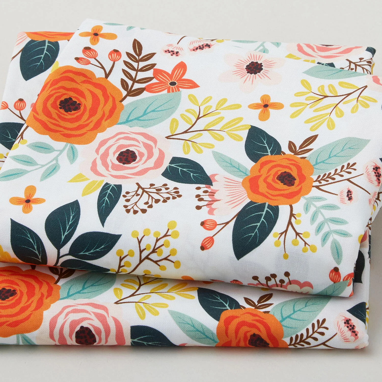 Orange & Pink Bouquet - White 2 Yard Cut