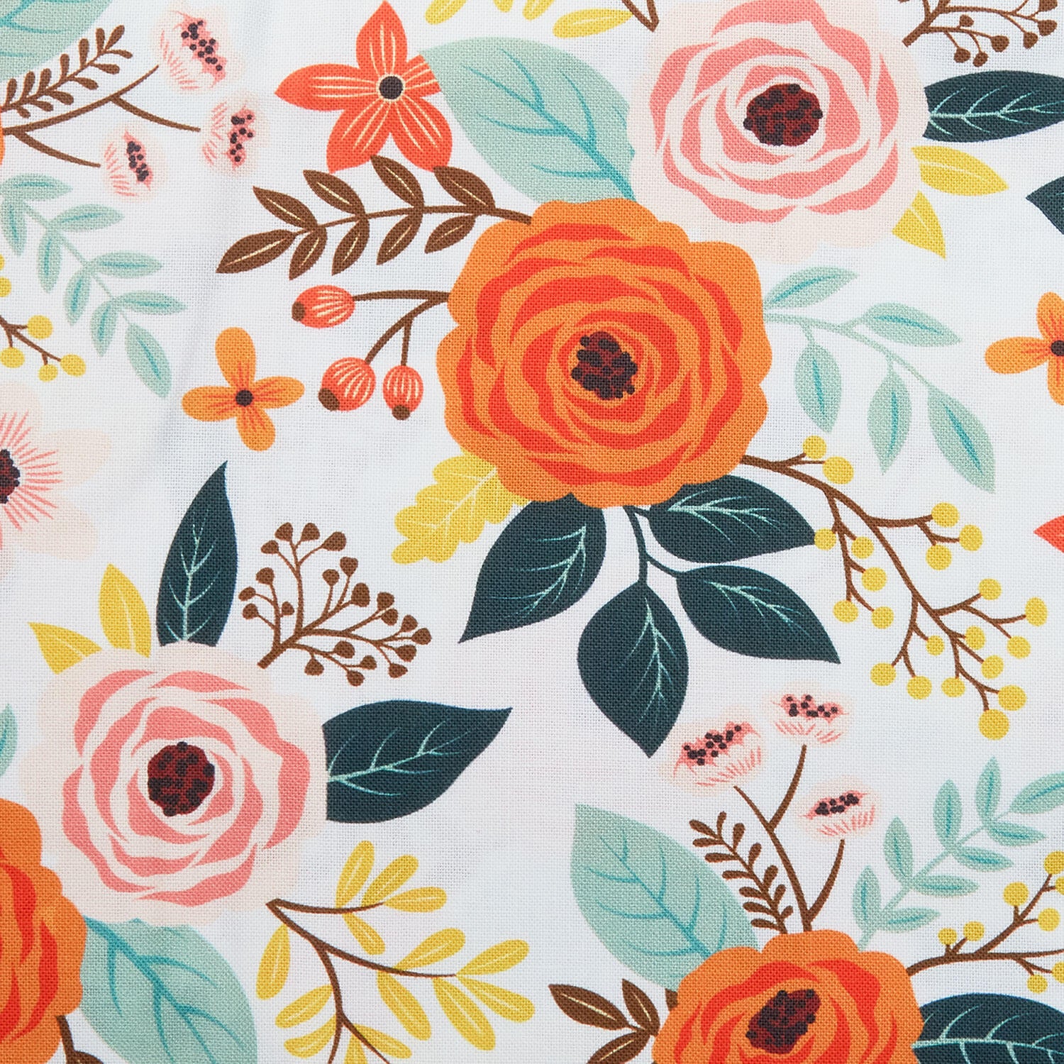 Orange & Pink Bouquet - White 2 Yard Cut - Image 2