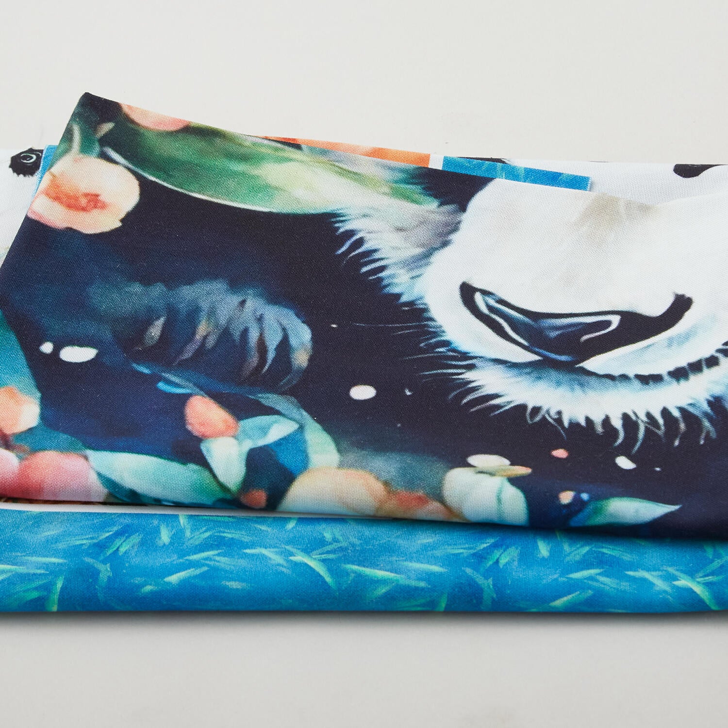 Panda Paradise - Pandas With Bamboo Teal Fabric Panel - Image 2