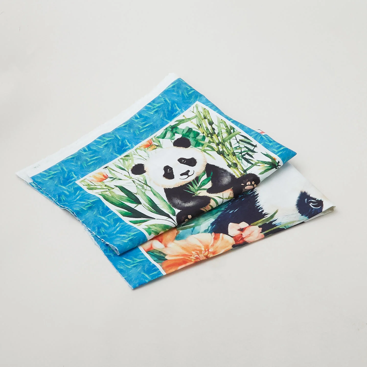 Panda Paradise - Pandas With Bamboo Teal Fabric Panel - Image 3