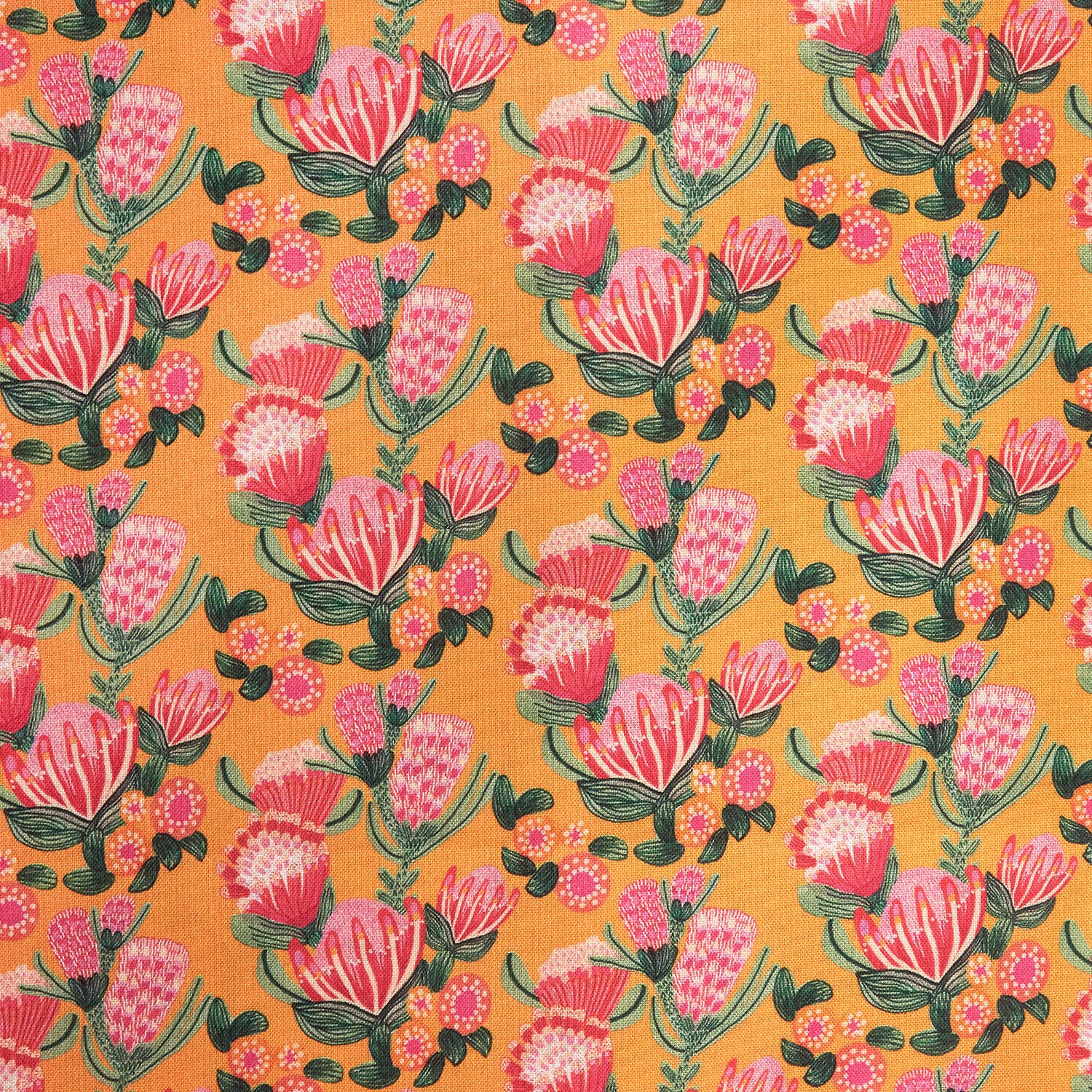 Paradise Bloom - Cascading Proteas Tangerine Digitally Printed 2 Yard Cut - Image 2