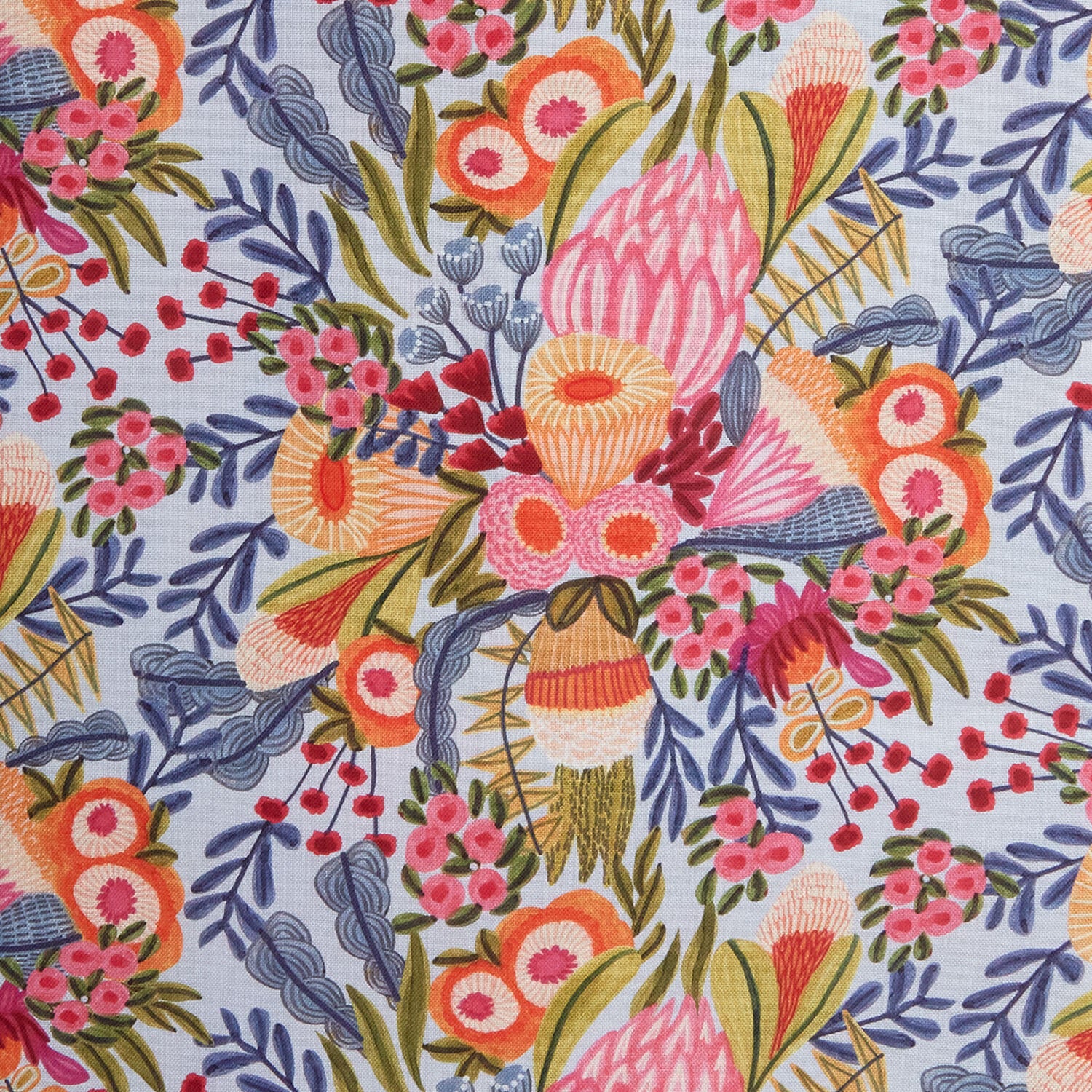 Paradise Bloom - Wild Blooms Silver Digitally Printed 2 Yard Cut - Image 2