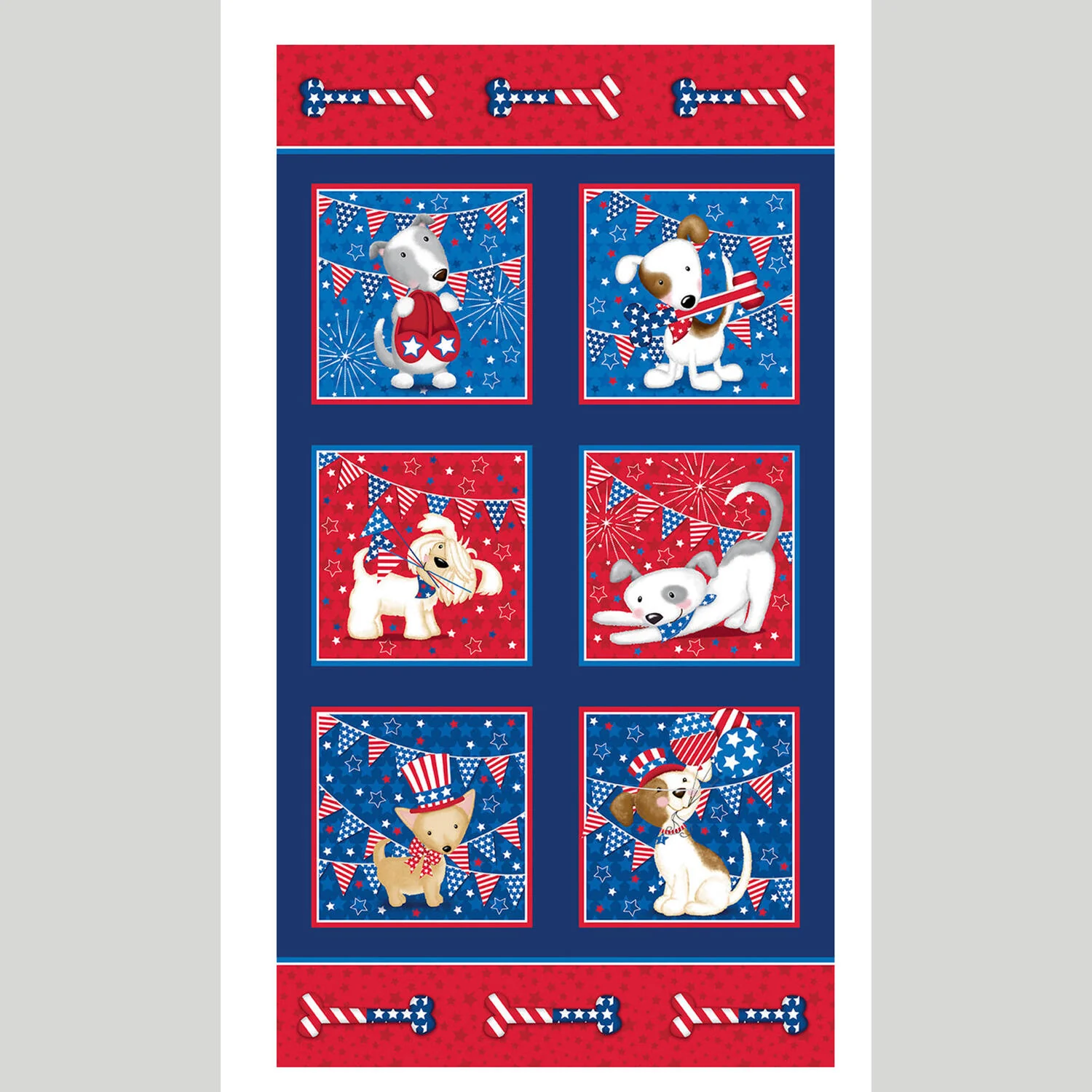 Patriotic Pooch - Block Navy Fabric Panel