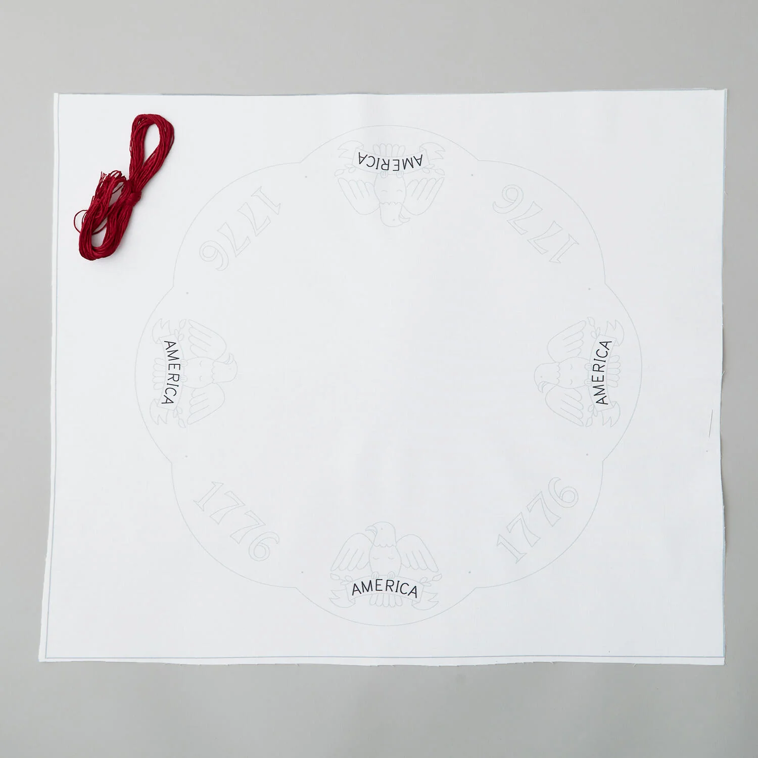 Patriotic Redwork Embroidery Table Topper Kit - Image 2