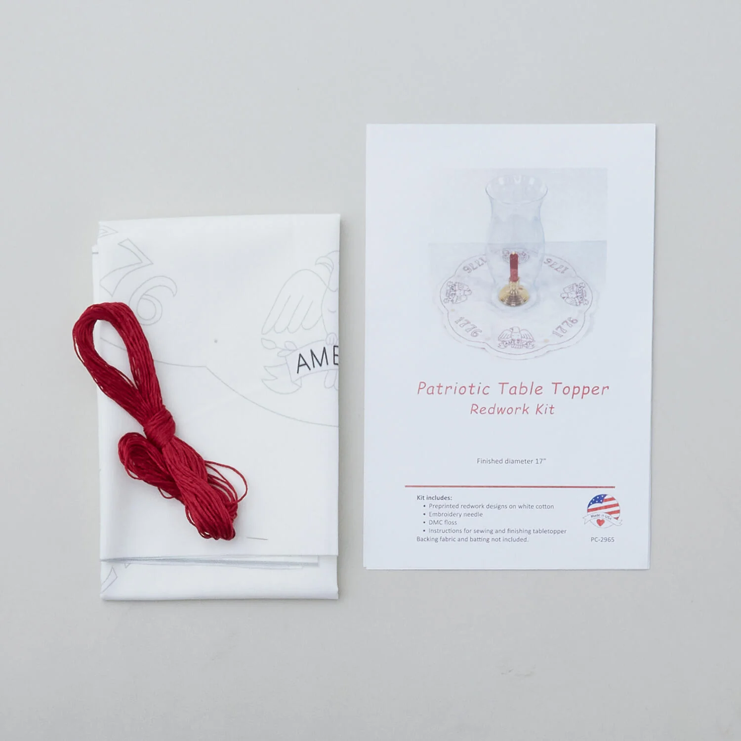 Patriotic Redwork Embroidery Table Topper Kit - Image 4
