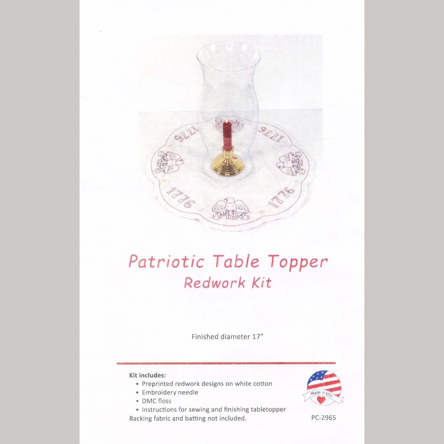 Patriotic Redwork Embroidery Table Topper Kit - Image 5