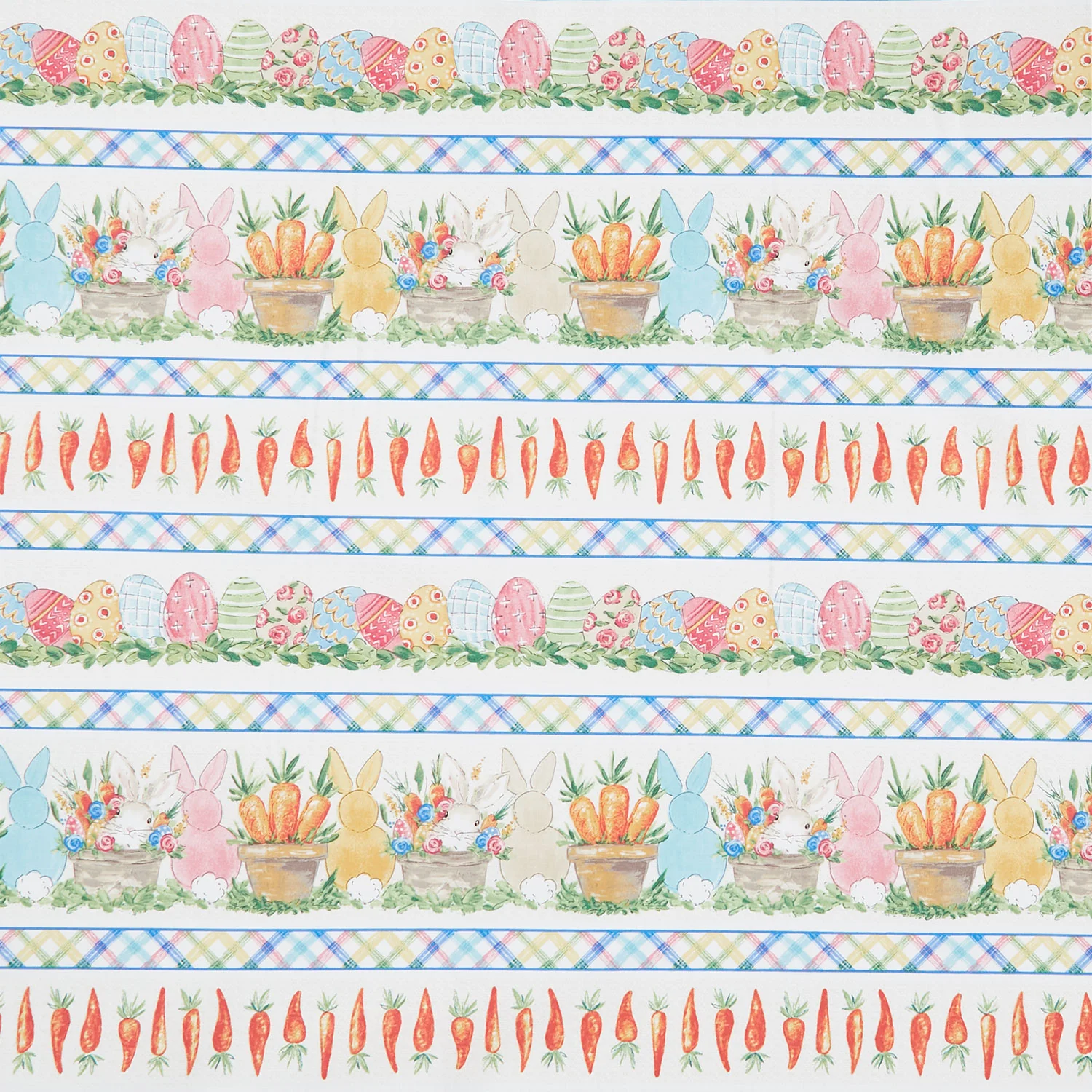 Peek a Boo Bunnies - Border Stripe Cream Yardage