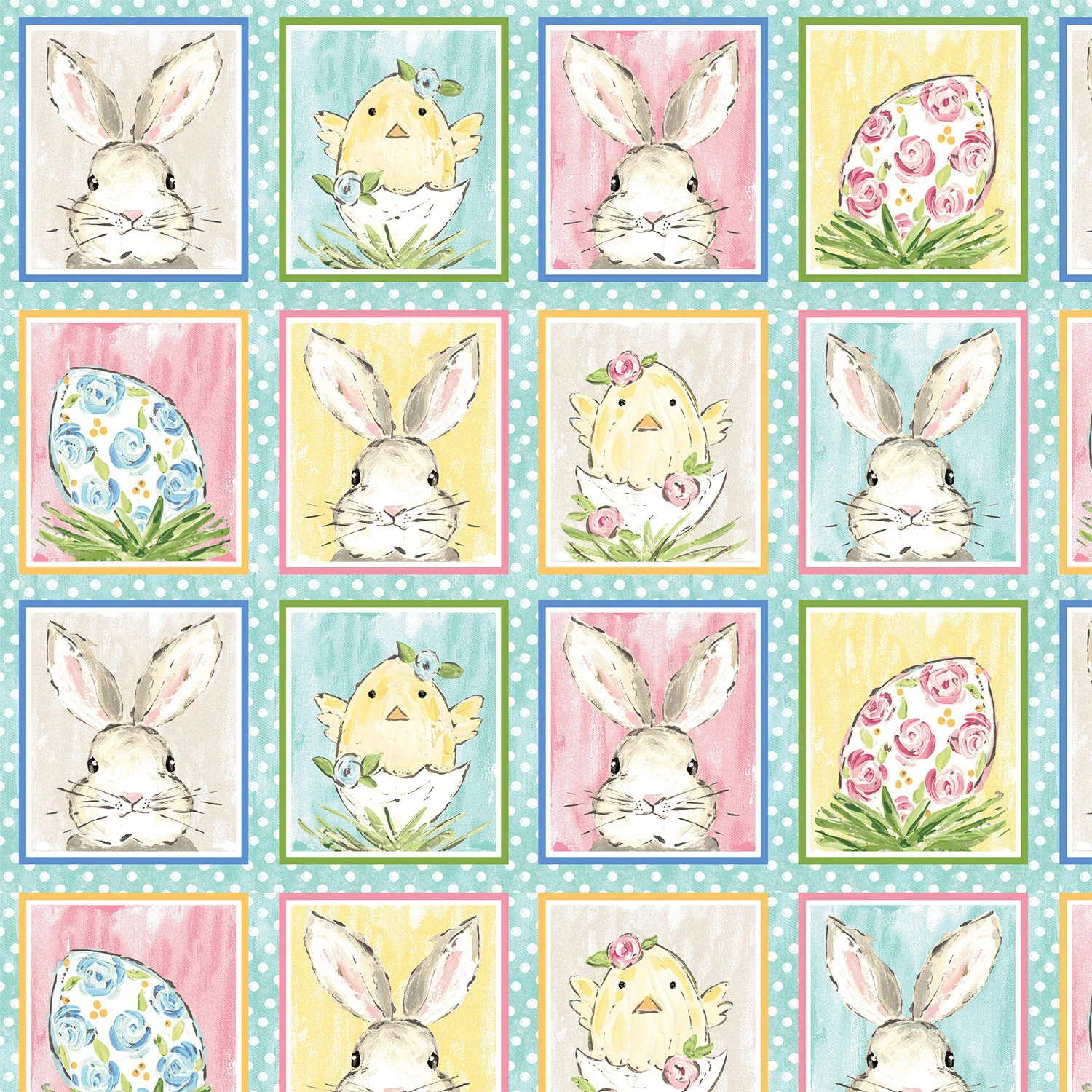 Peek a Boo Bunnies - Bunny Blocks Light Blue Panel