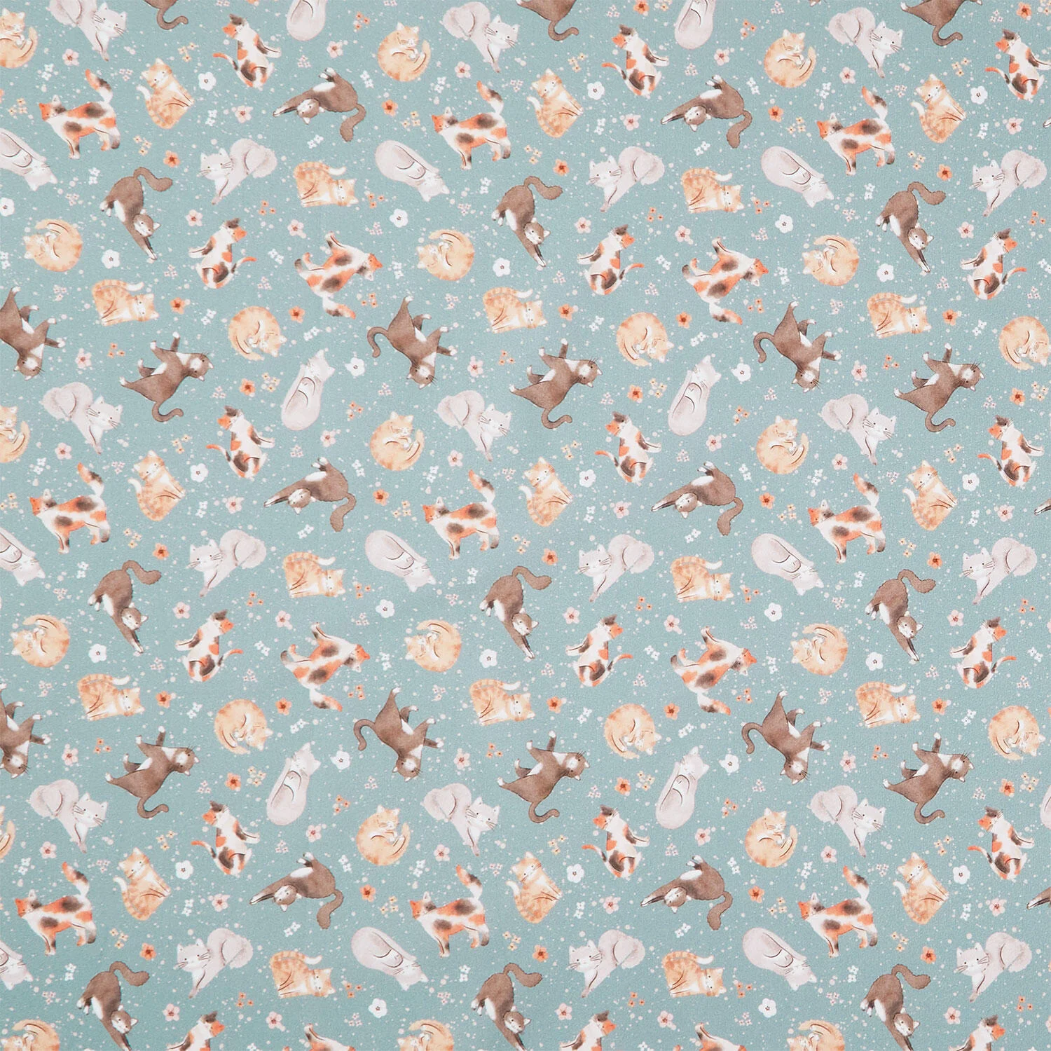 Petal and Purr - Feline Friends Sage Yardage
