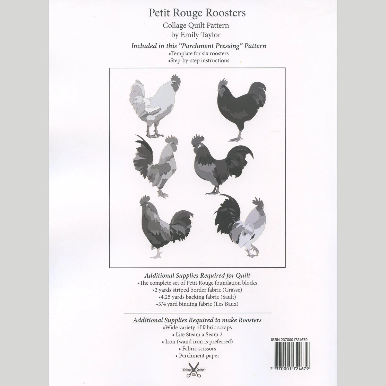 Petite Rouge Roosters Parchment Pressing Collage Pattern - Image 2