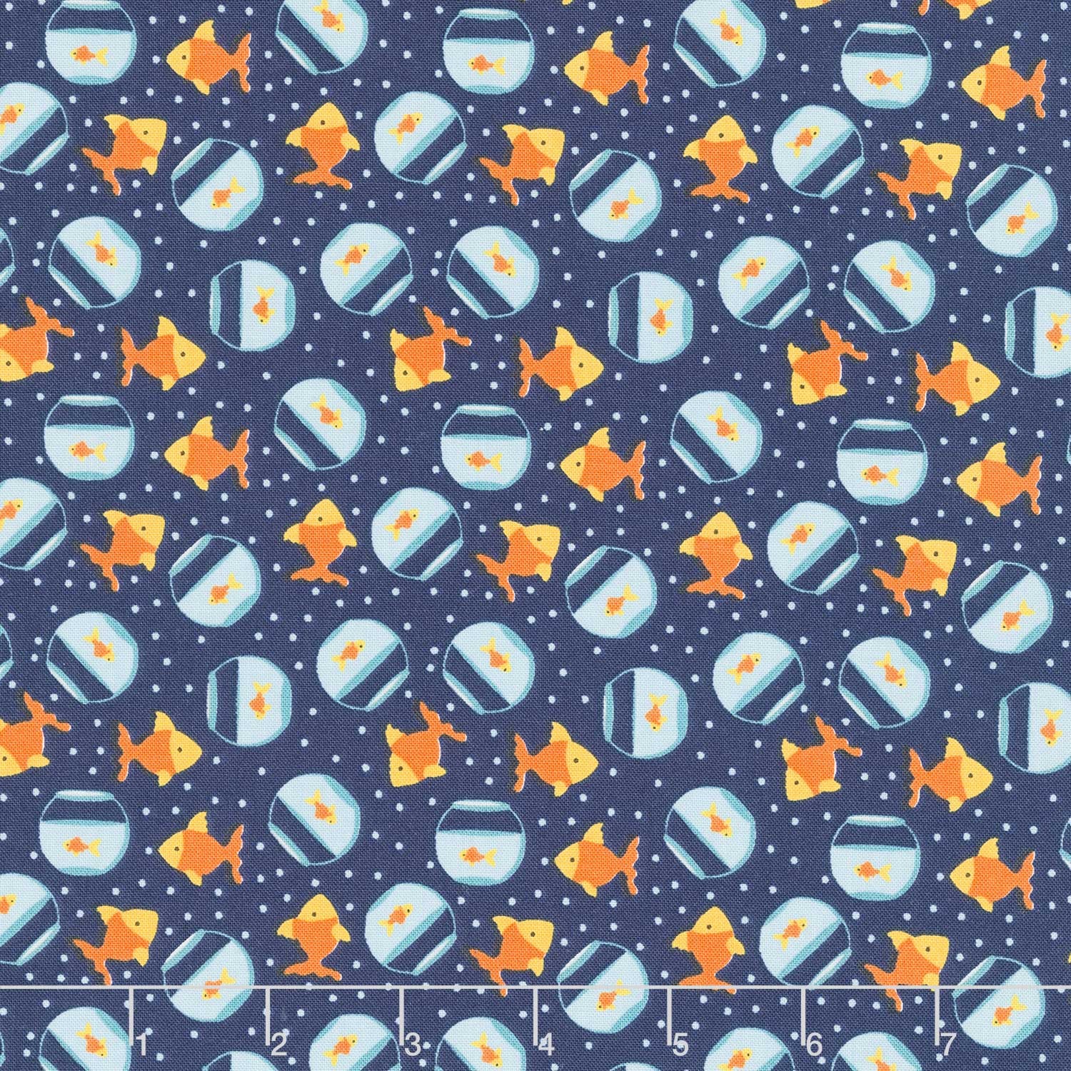 Pets - Goldfish Navy Yardage