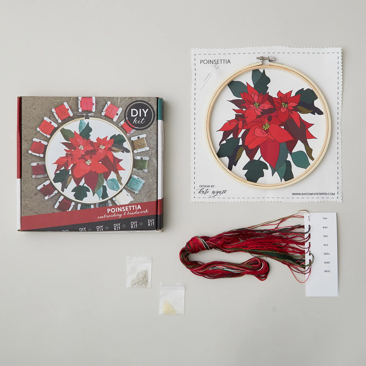 Poinsettia Embroidery and Beadwork Kit - Image 4