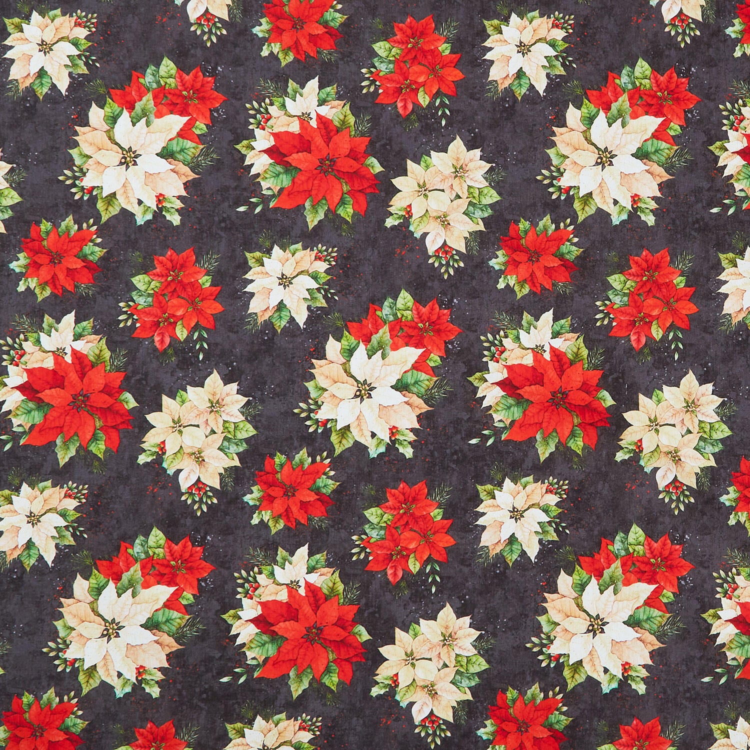 Poinsettia Radiance - Poinsettia Bouquets Black Yardage