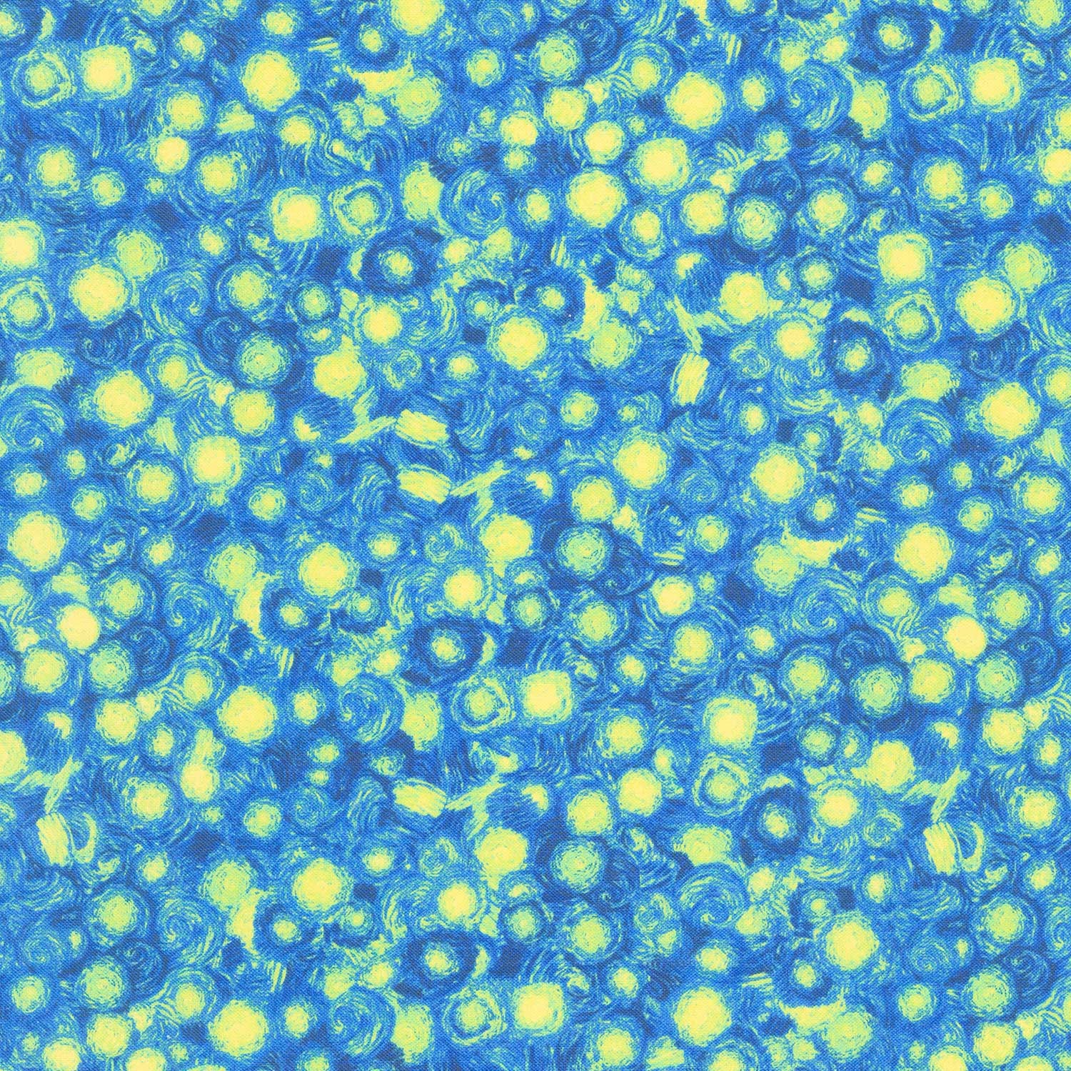 Poppy Dreams - Mini Swirl Blue Yardage