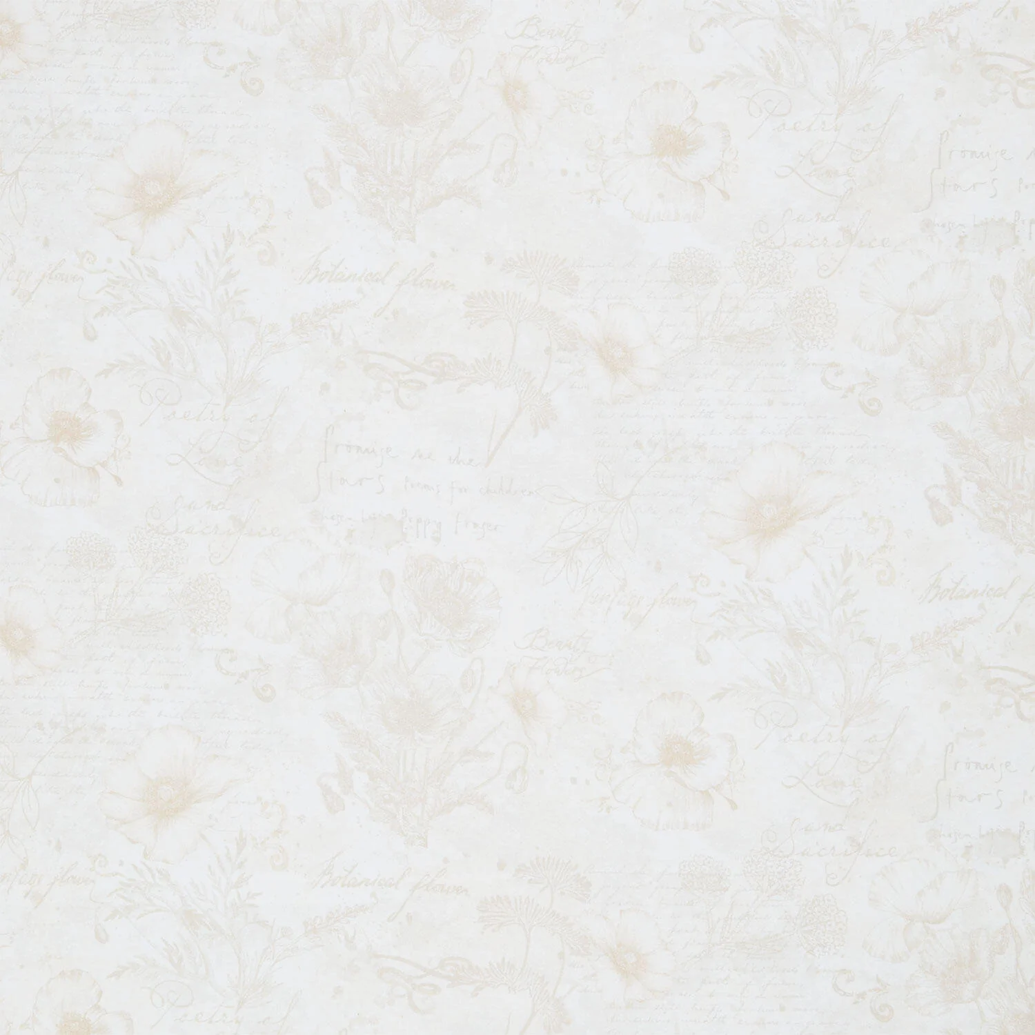 Poppy Passion - Poppy Toile On Text Beige Yardage