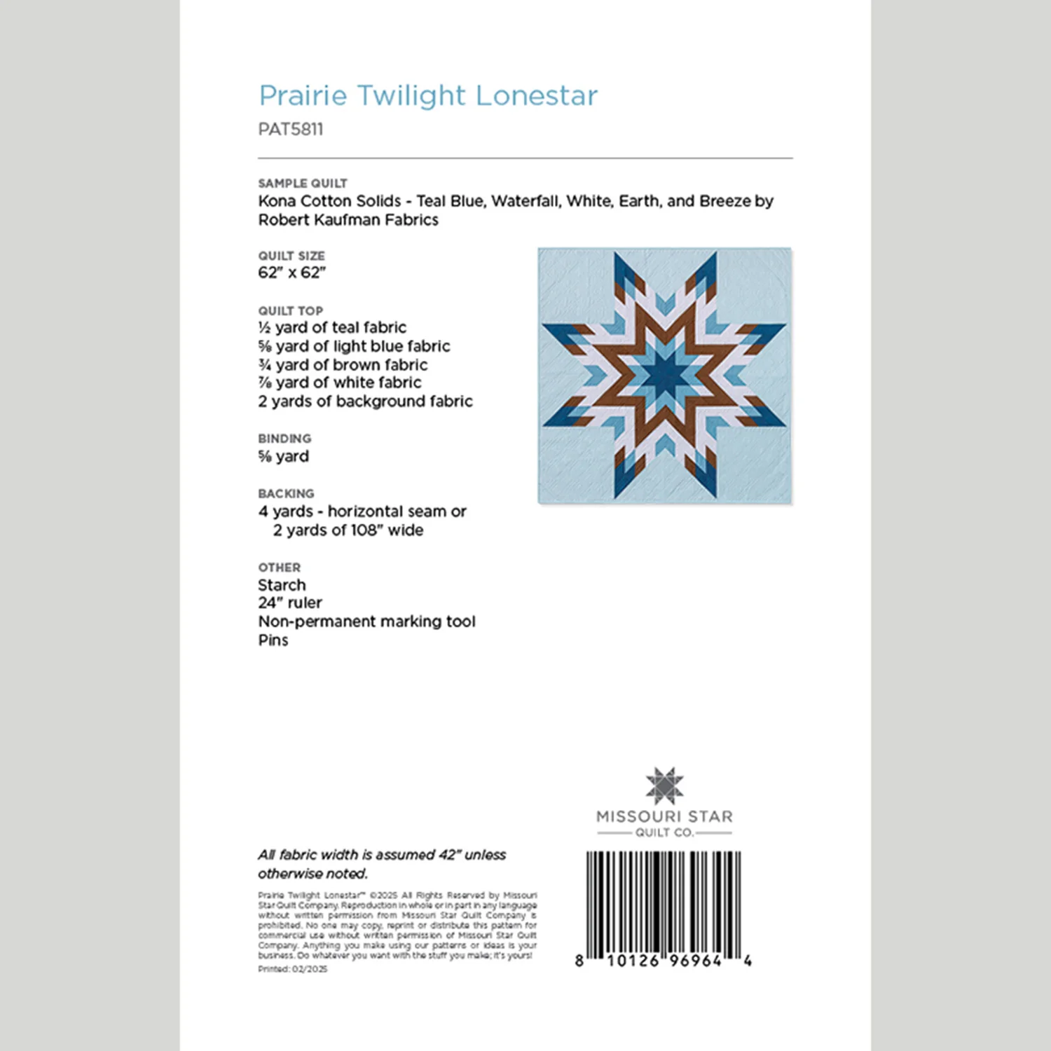 Prairie Twilight Lonestar Quilt Pattern by Missouri Star - Image 2