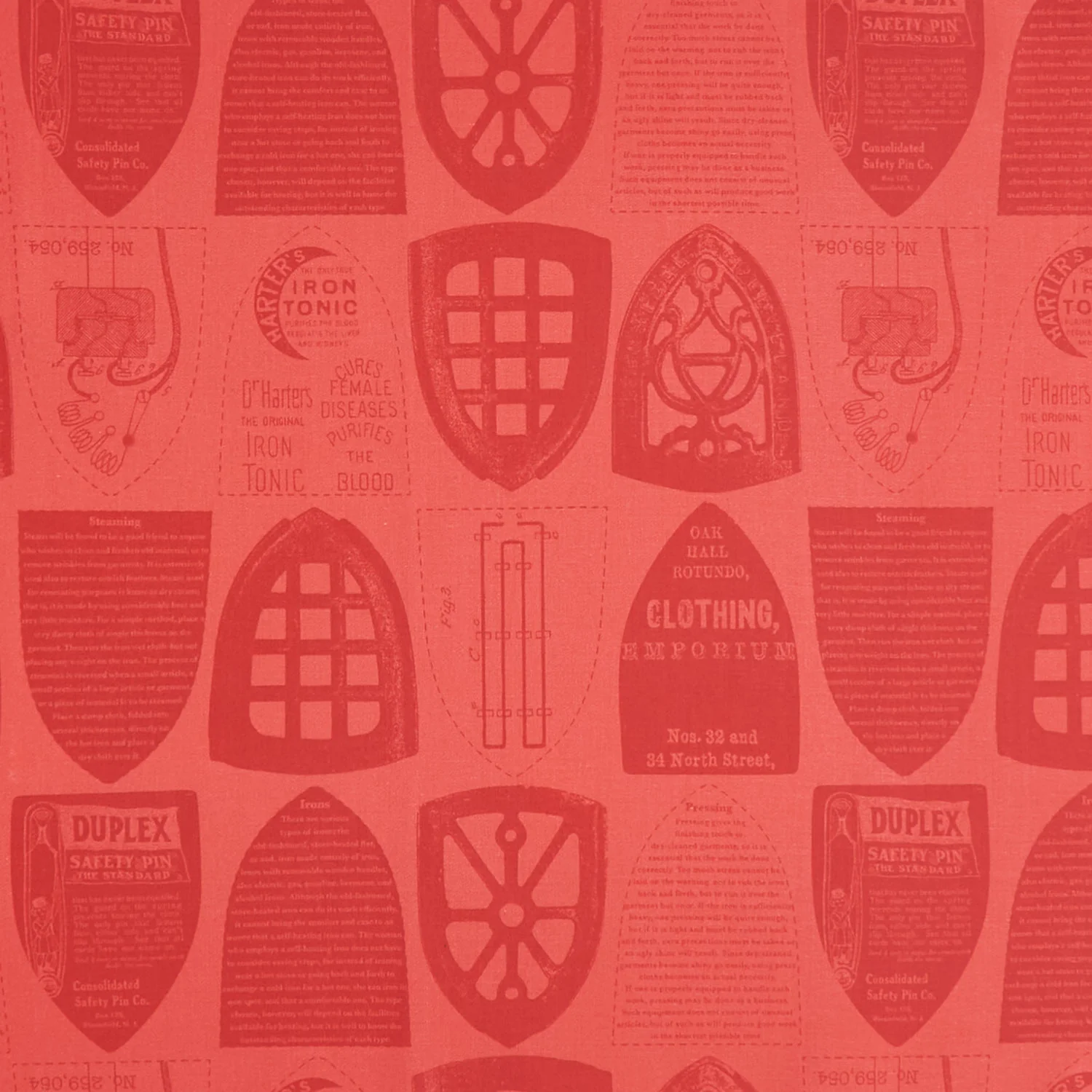 Press On - Iron Plates Red Yardage