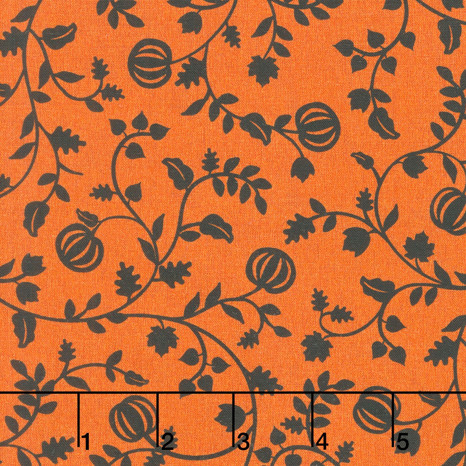 Pumpkin Grove - Pumpkin Vines Orange/Black Yardage