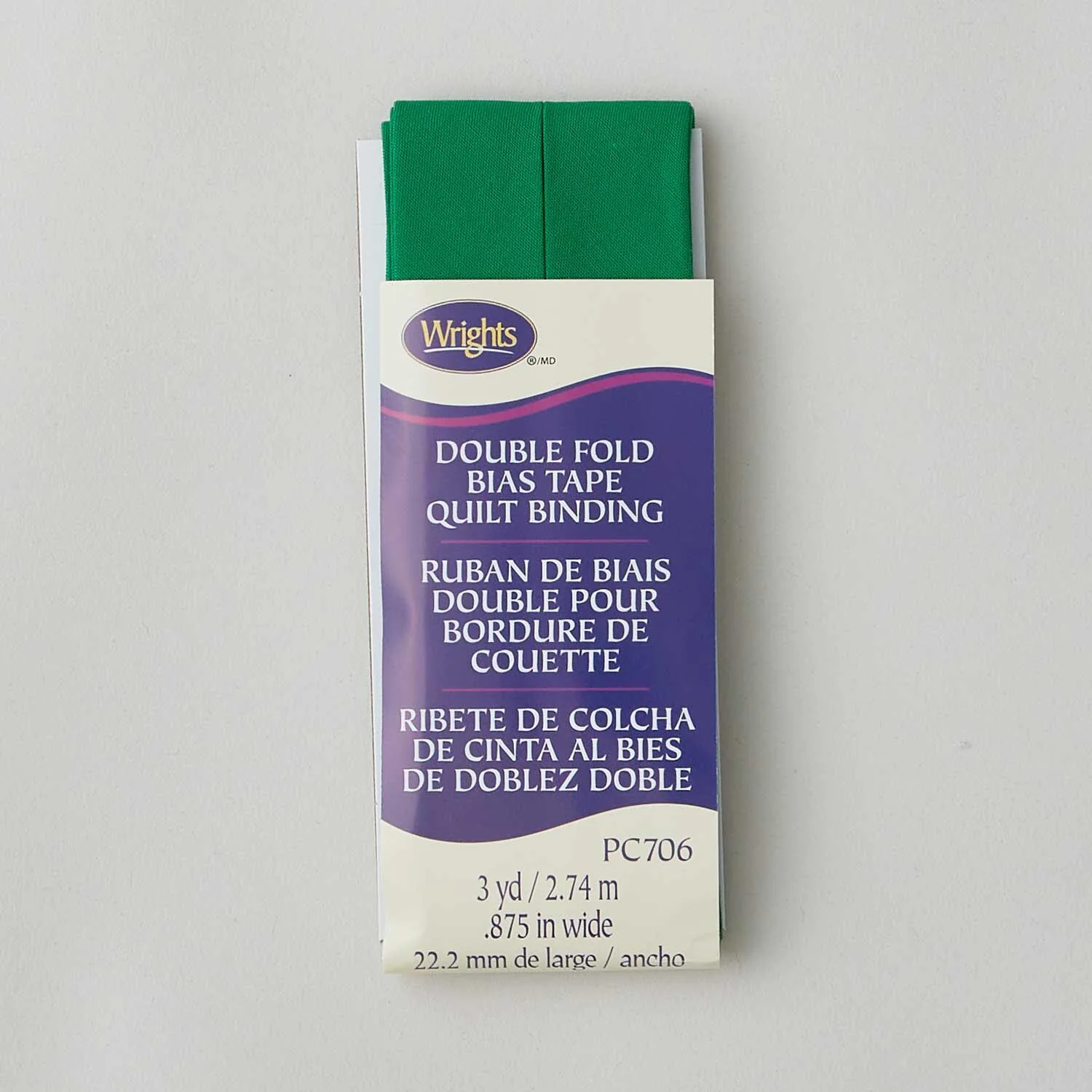 Wrights Quilt Binding Double Fold Bias Tape - Emerald - Image 2