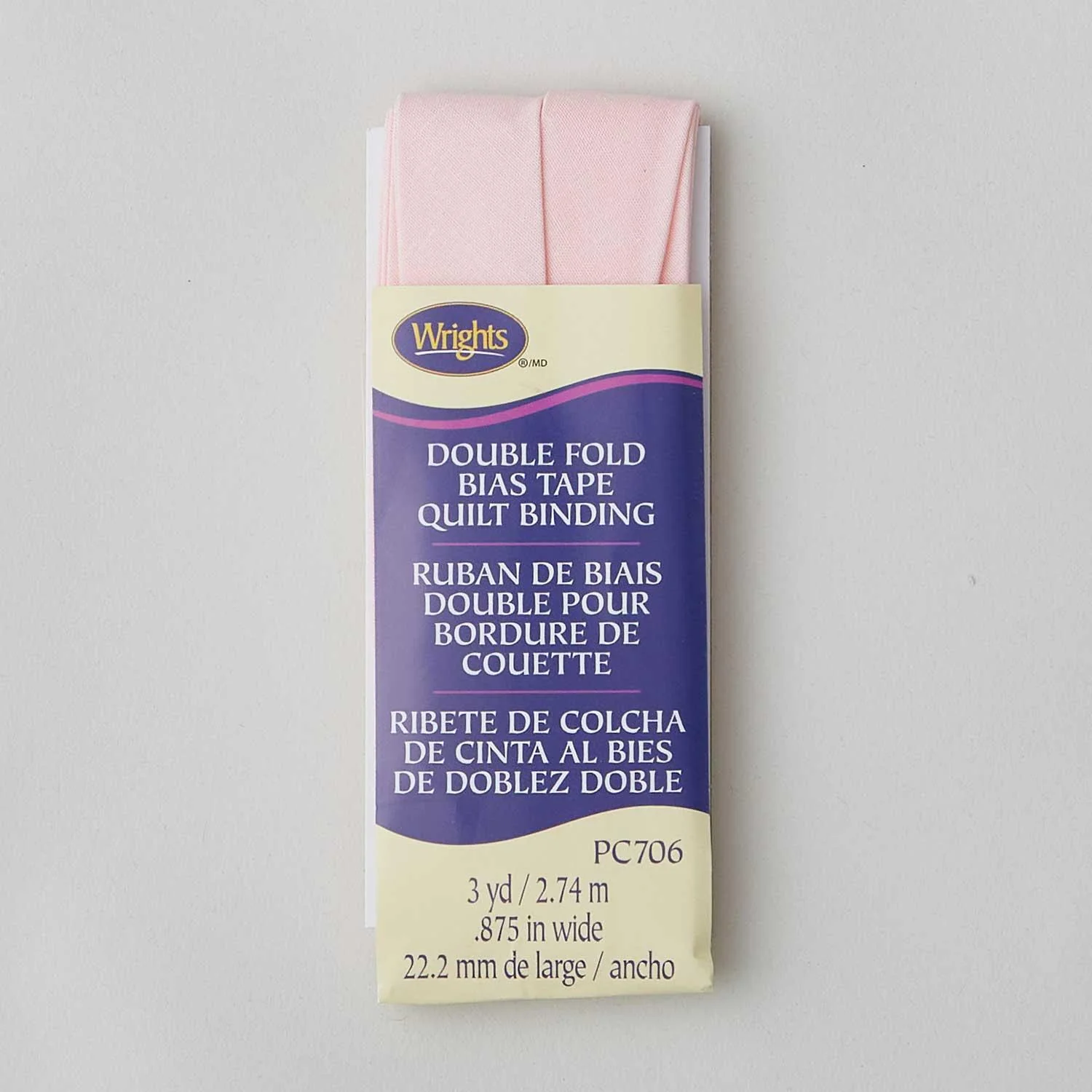 Wrights Quilt Binding Double Fold Bias Tape - Light Pink - Image 2