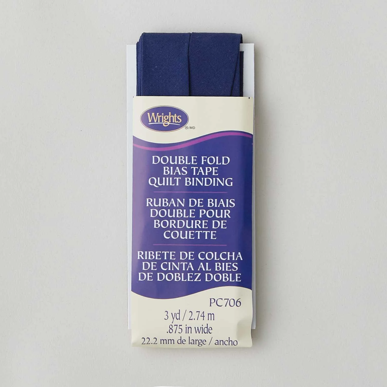 Wrights Quilt Binding Double Fold Bias Tape - Navy - Image 2