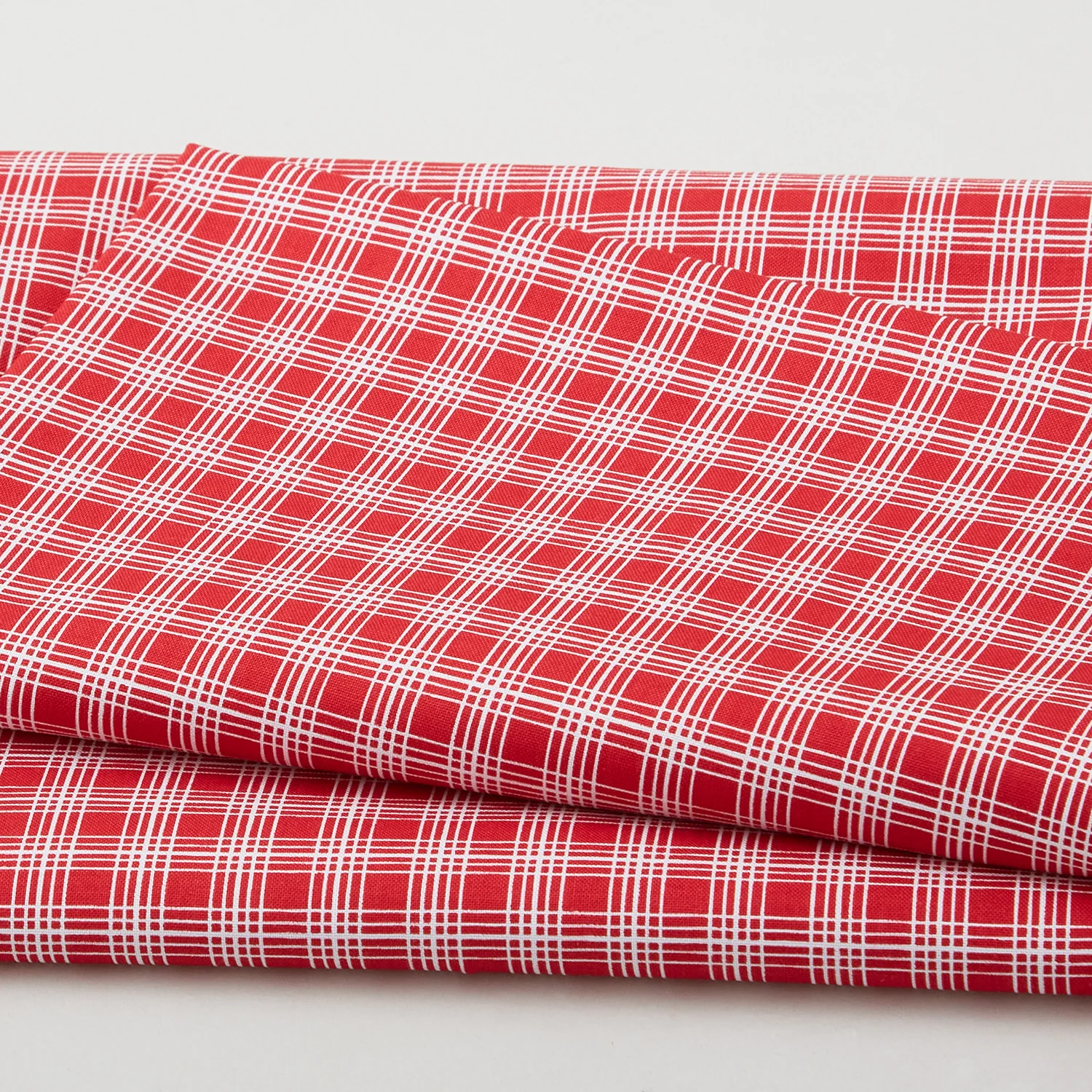 Raspberry Ripple - Pencil Line Plaid Red 2 Yard Cut