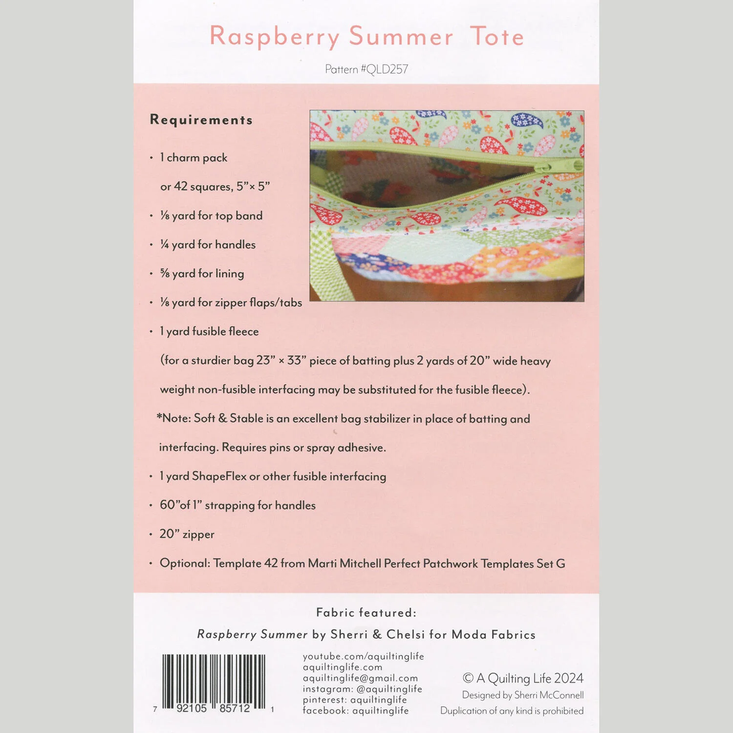 Raspberry Summer Tote Bag Pattern - Image 2