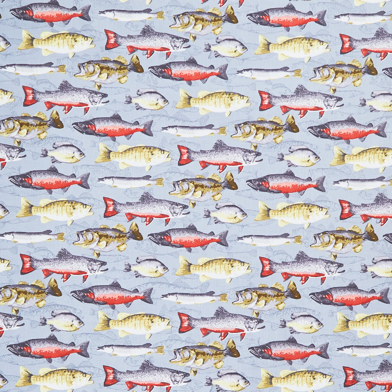 River Rhythms - Freshwater Fish Pewter Yardage