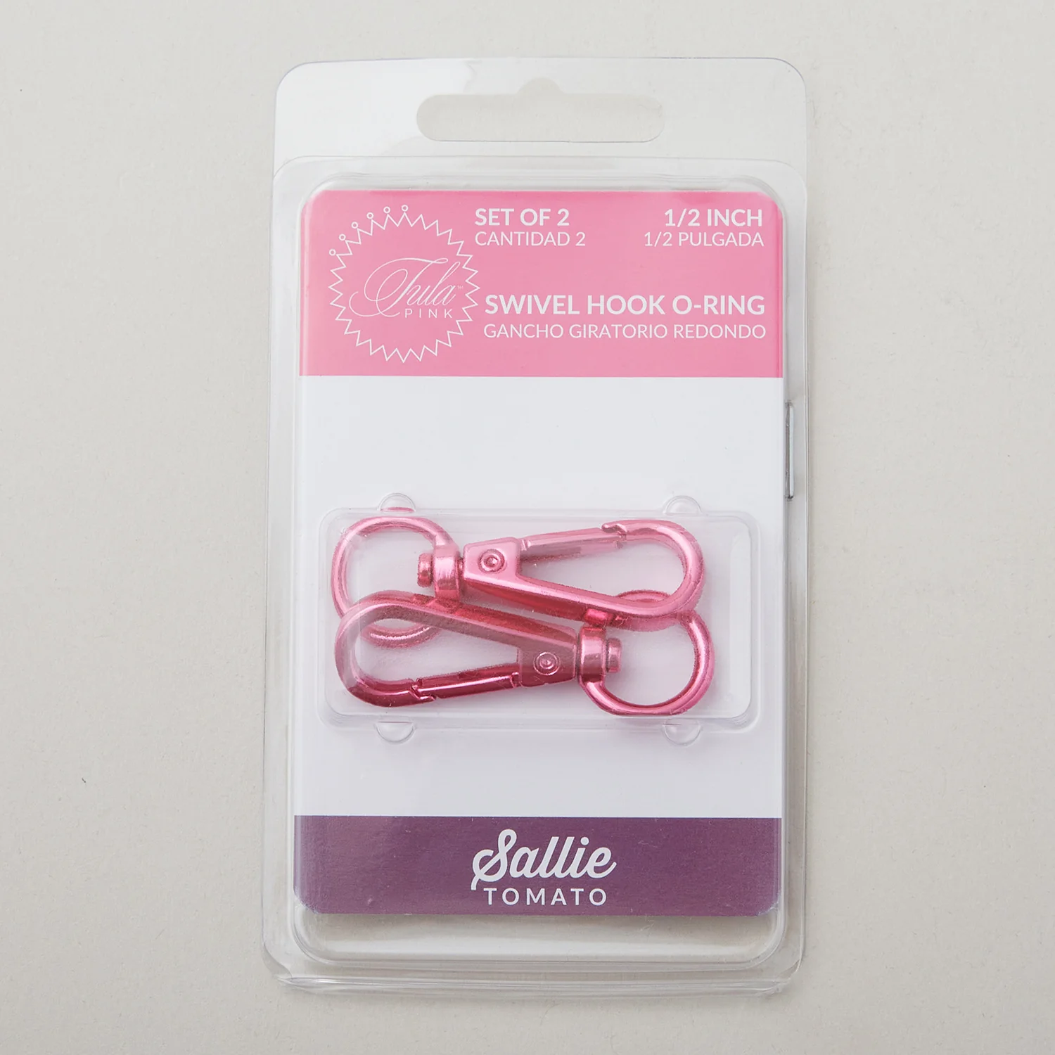 Sallie Tomato Tula Pink 1/2" Swivel Hook Oval Ring - Set of Two Pink - Image 2