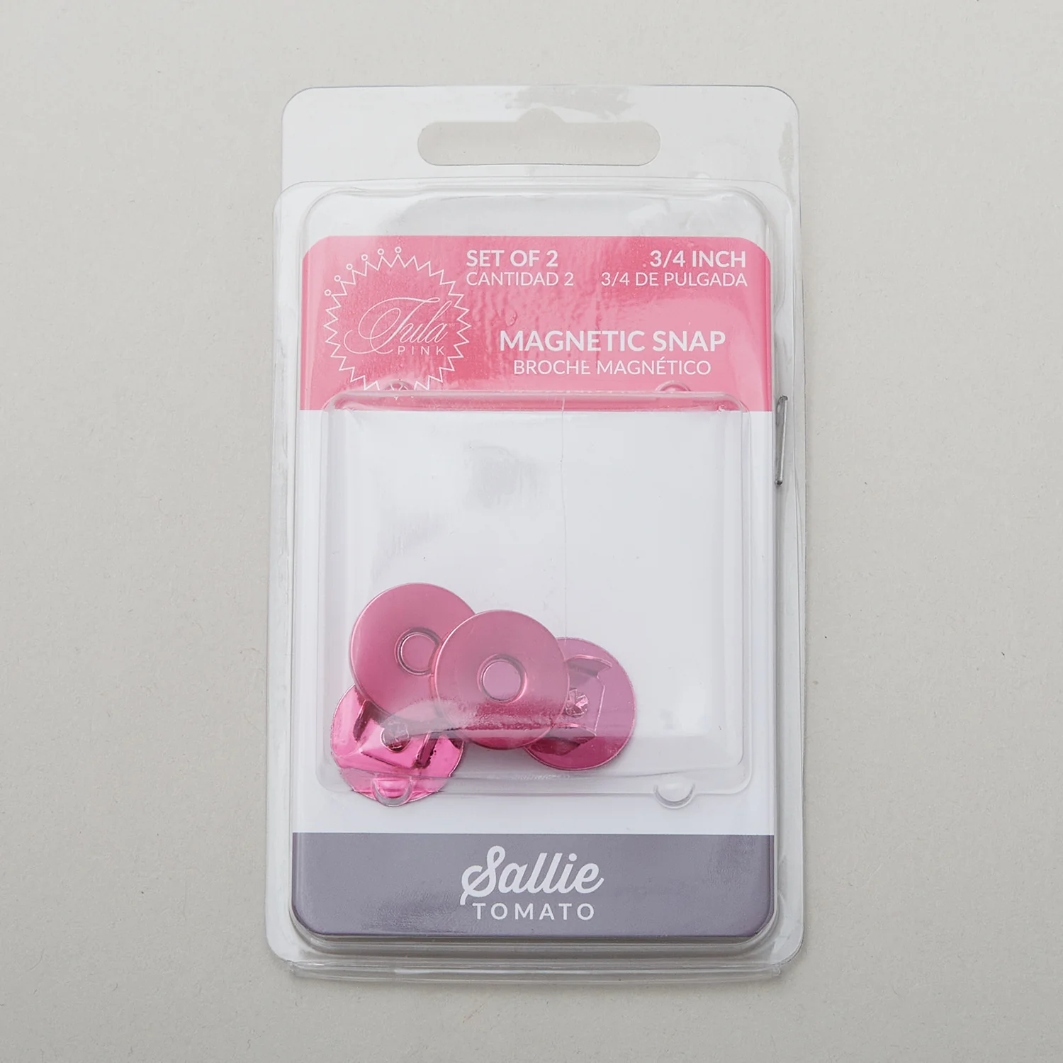 Sallie Tomato Tula Pink 3/4" 2mm Magnetic Snap - Set of Two Pink - Image 2