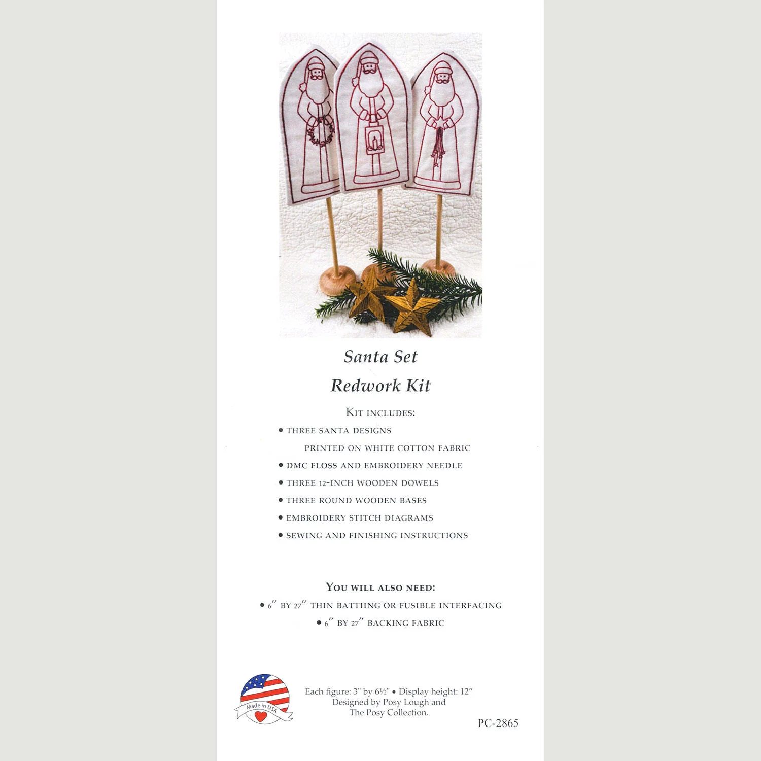 Santa Redwork Embroidery Kit - Image 3