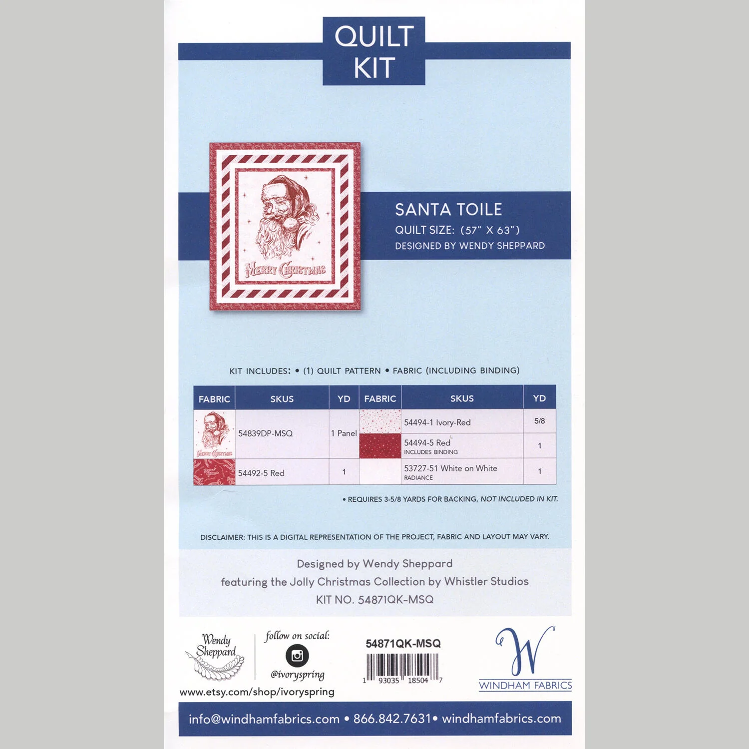 Santa Toile Quilt Kit - Image 4