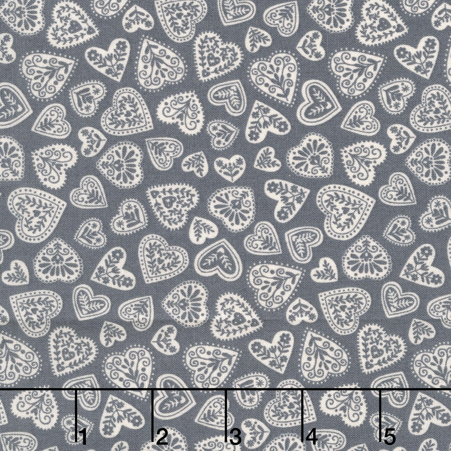Scandi - Hearts Grey Yardage