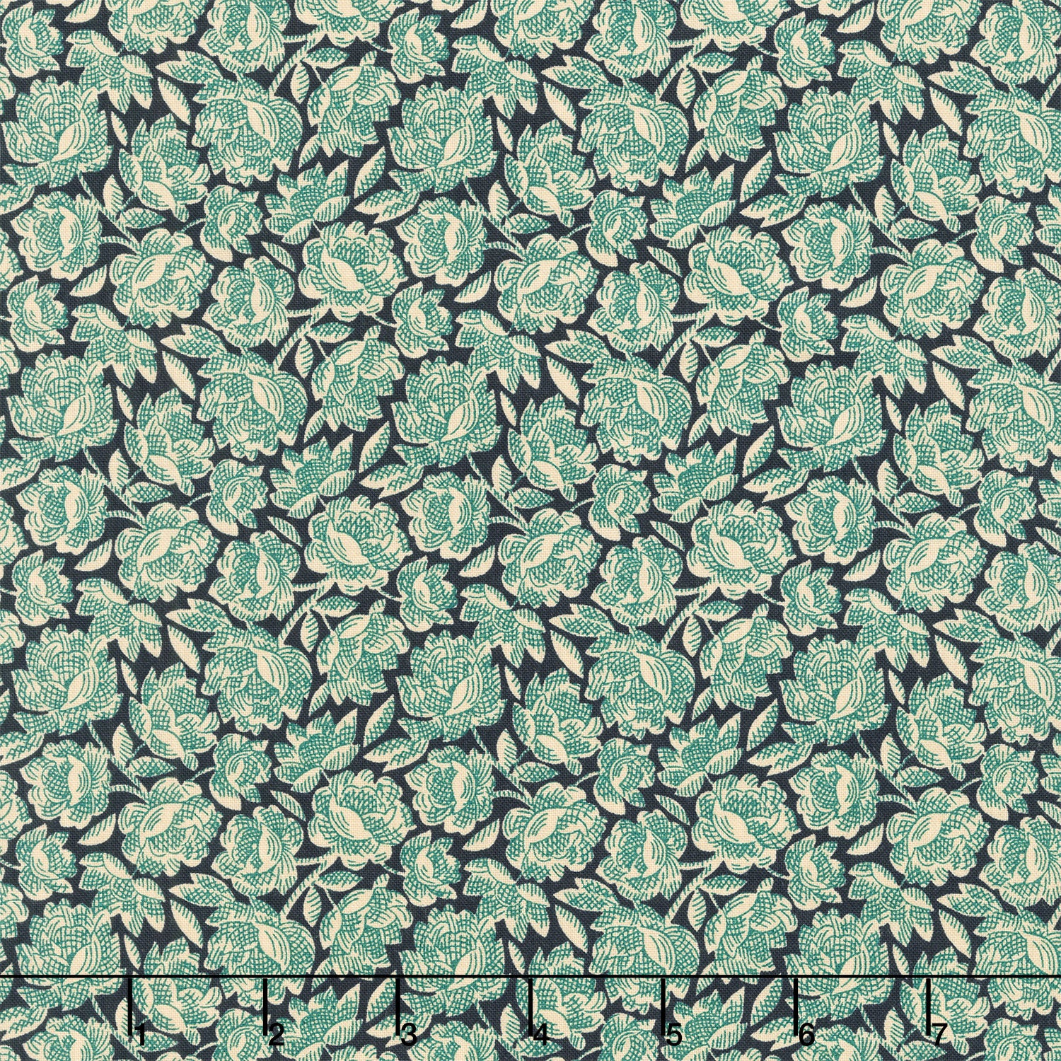 Scrap Basket Favorites - Cabbage Rose Blue Yardage